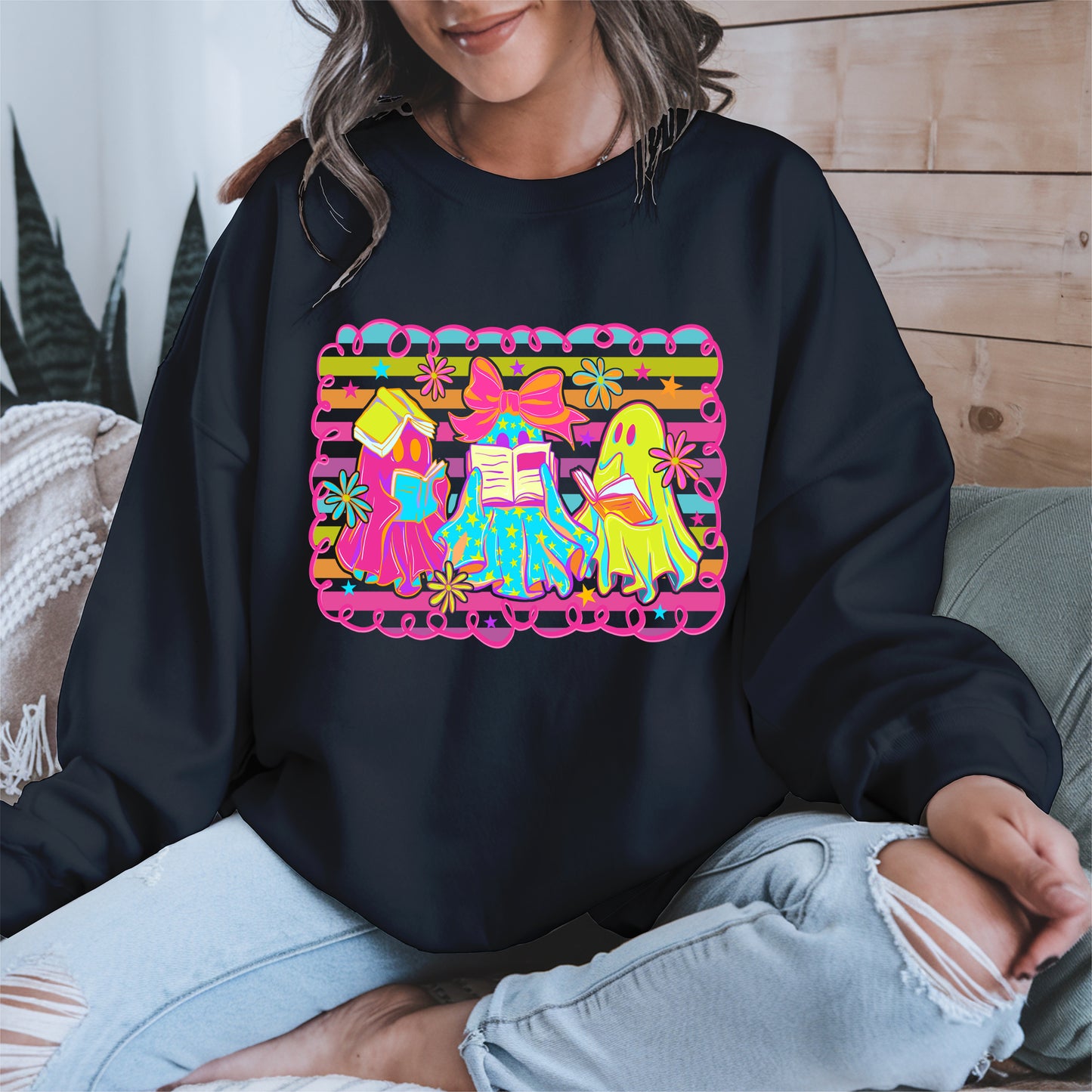 Halloween ghost book shirt and hoodle