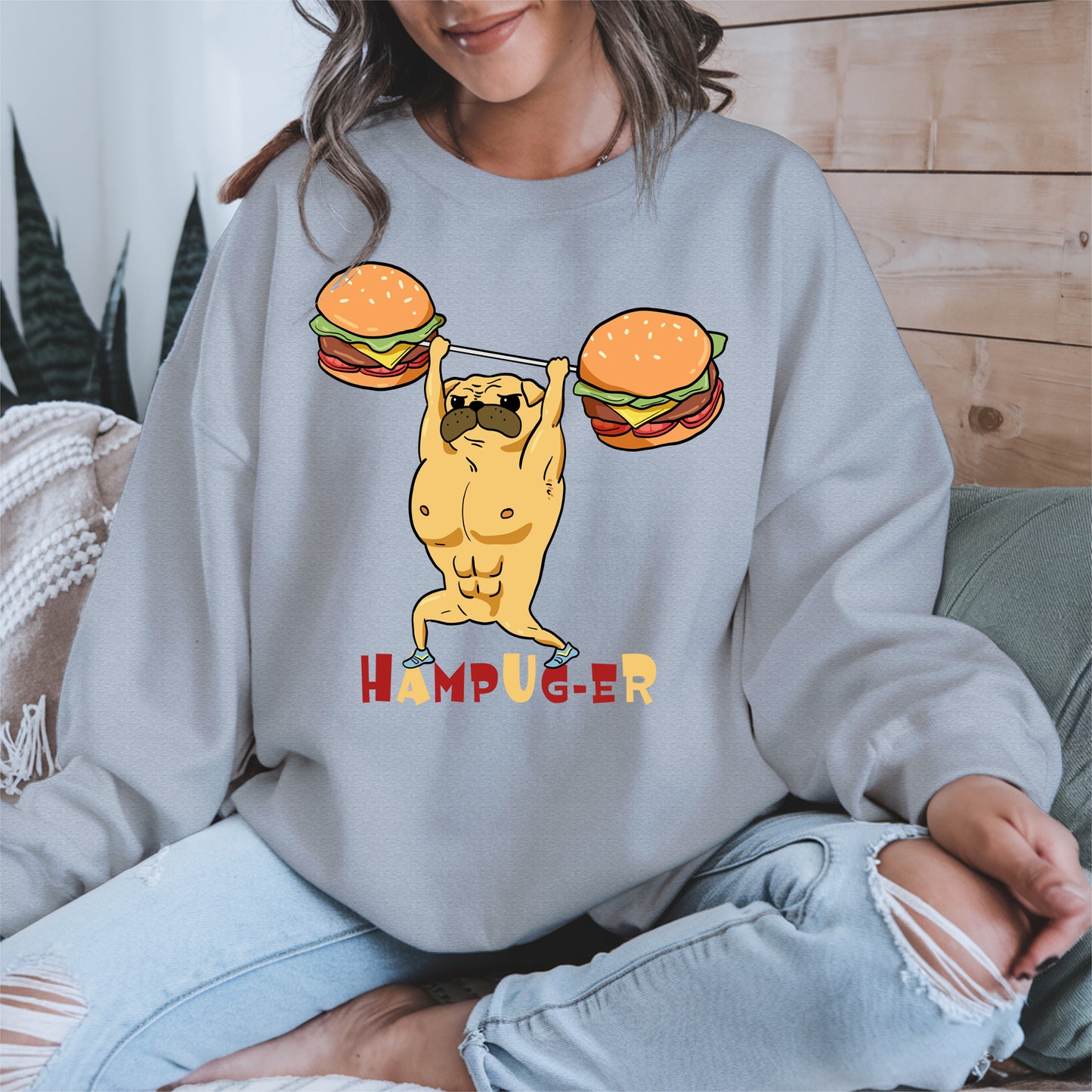 Hampug-er Funny Pug Burger Gym Shirt