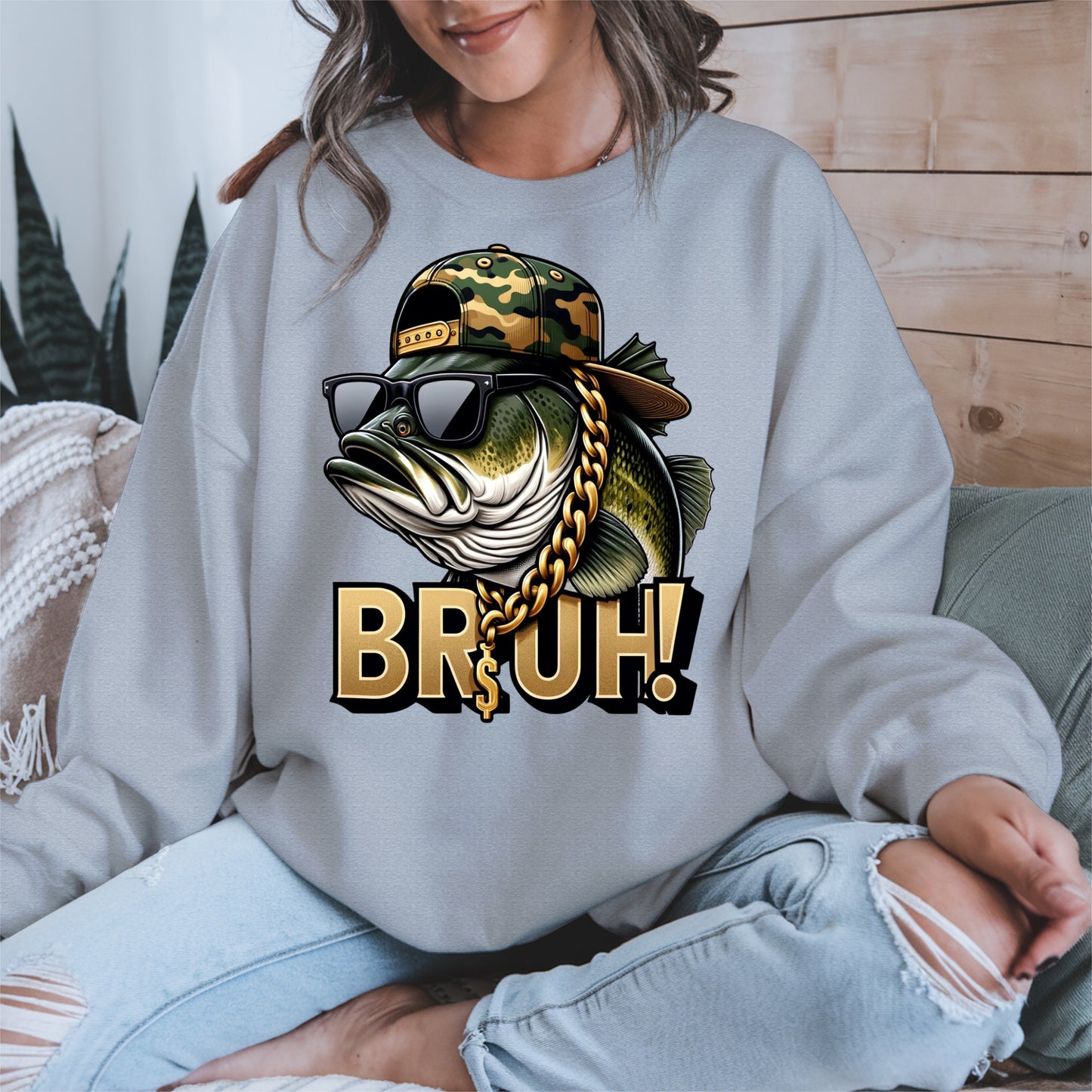 Funny Bass Fish Bruh Shirt Hoodie Sweatshirt