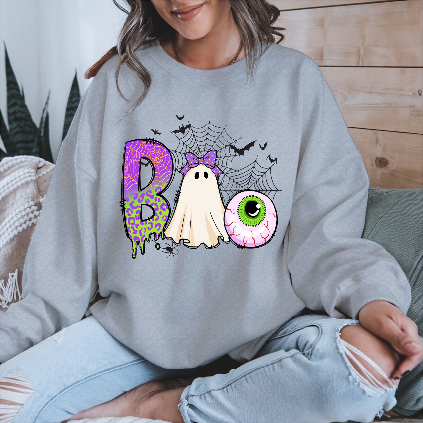 BOO Ghost Eyeball Shirt Hoodie Sweatshirt for Halloween Fun