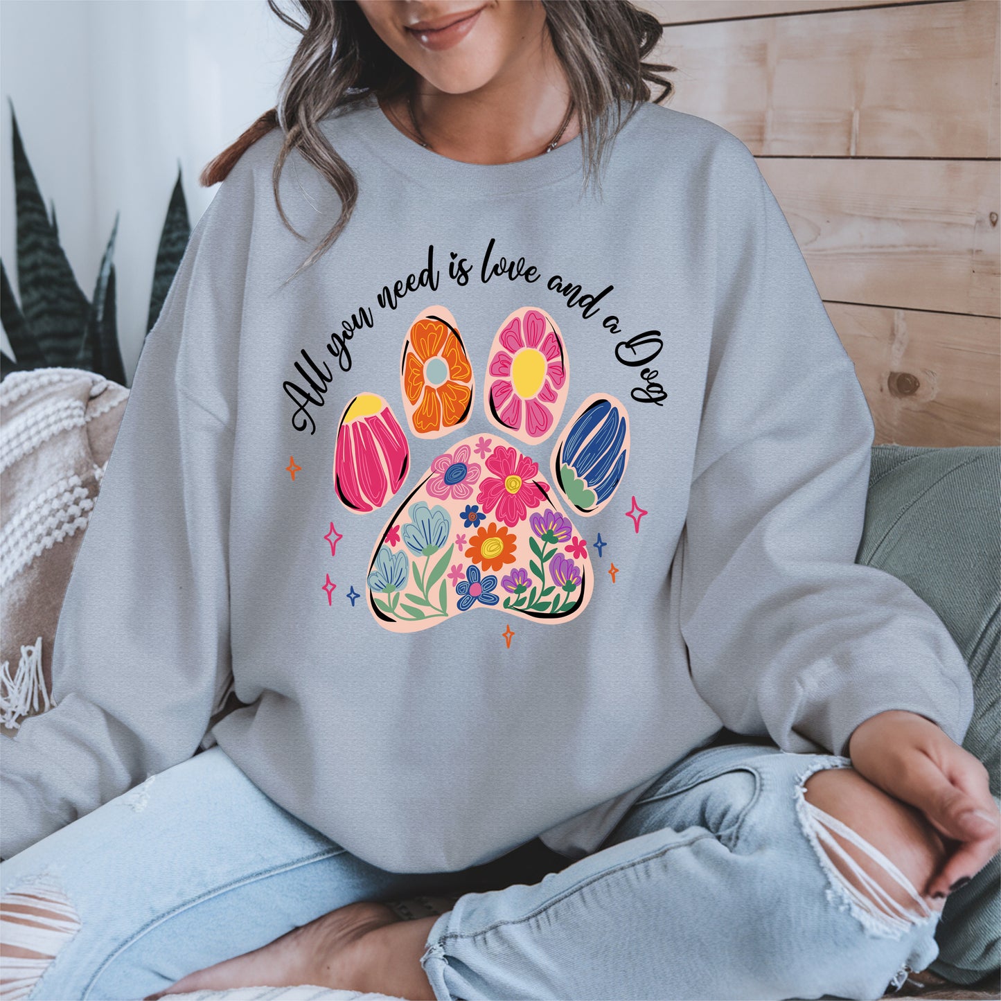 Floral Paw Print Shirt Hoodie Sweatshirt Gift for Pet Moms