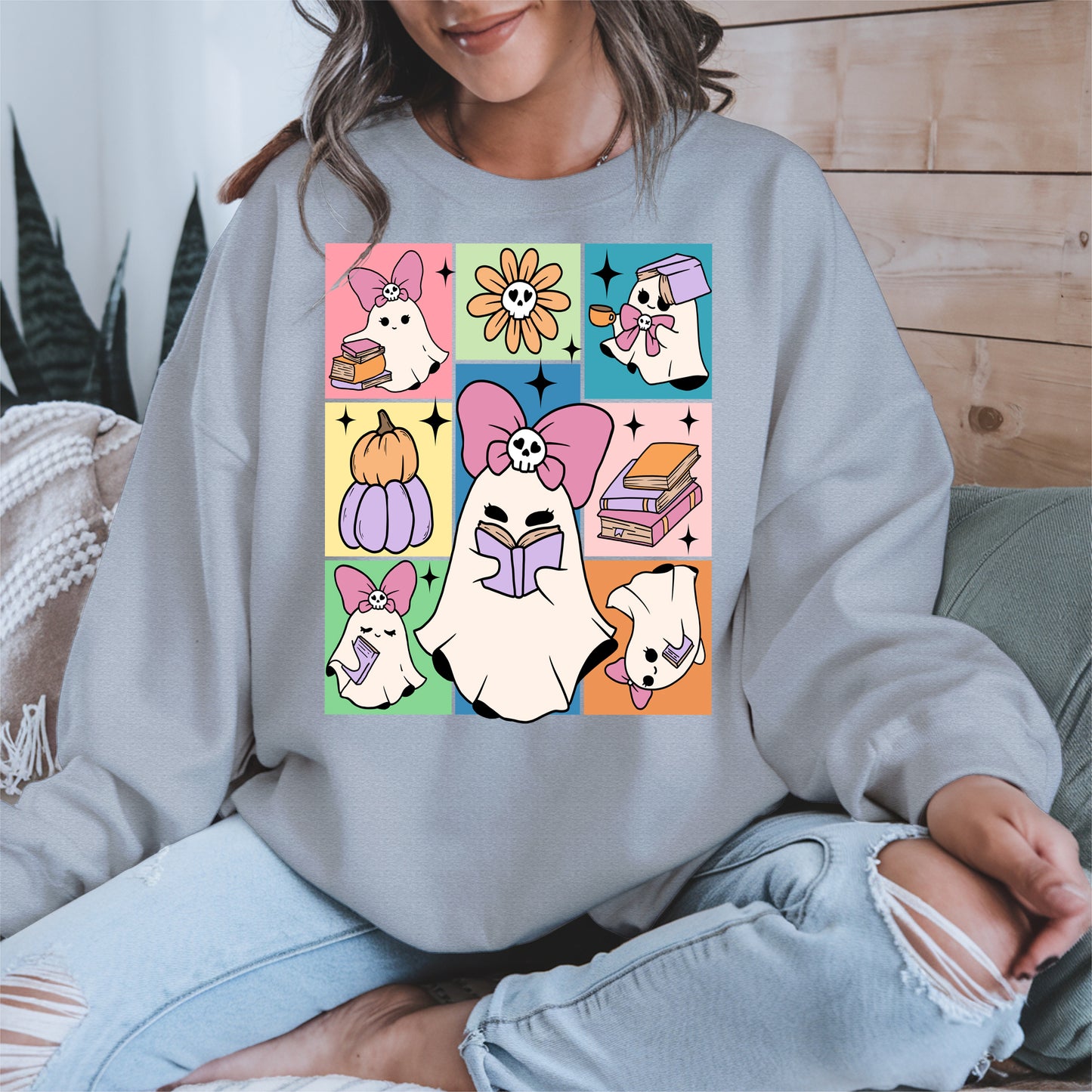 Pastel Ghost Book Lover Halloween Shirt