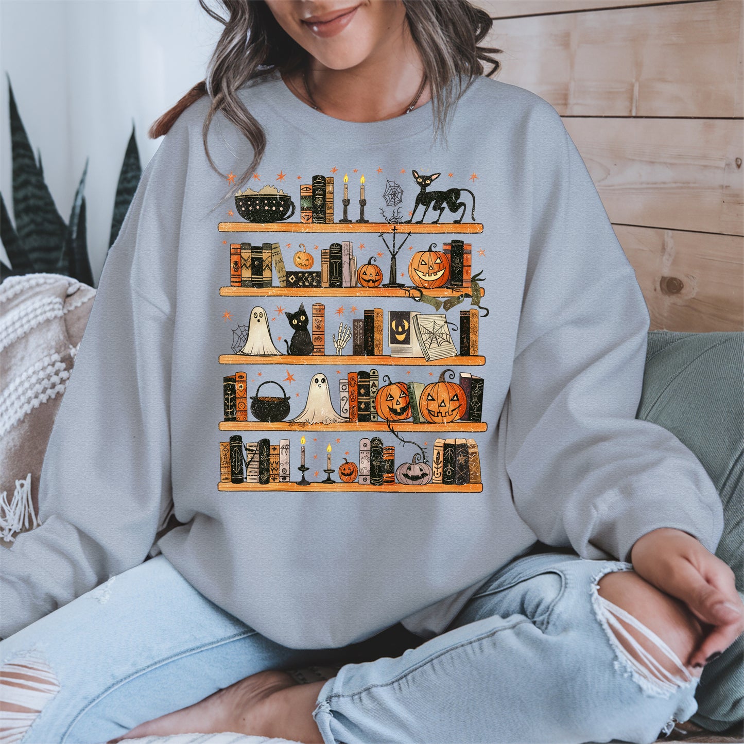 Haunted Bookshelf Halloween Shirt