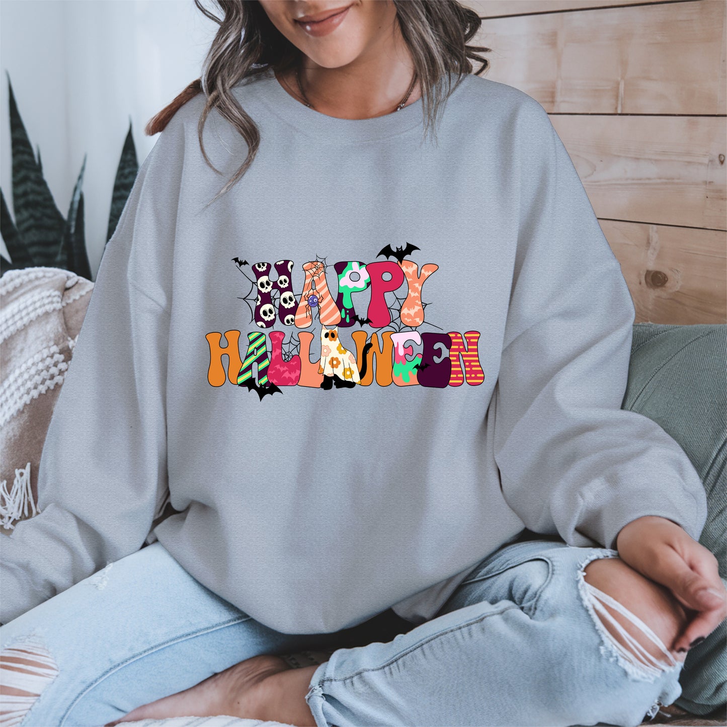 Colorful Ghost Pumpkin Retro Halloween Shirt