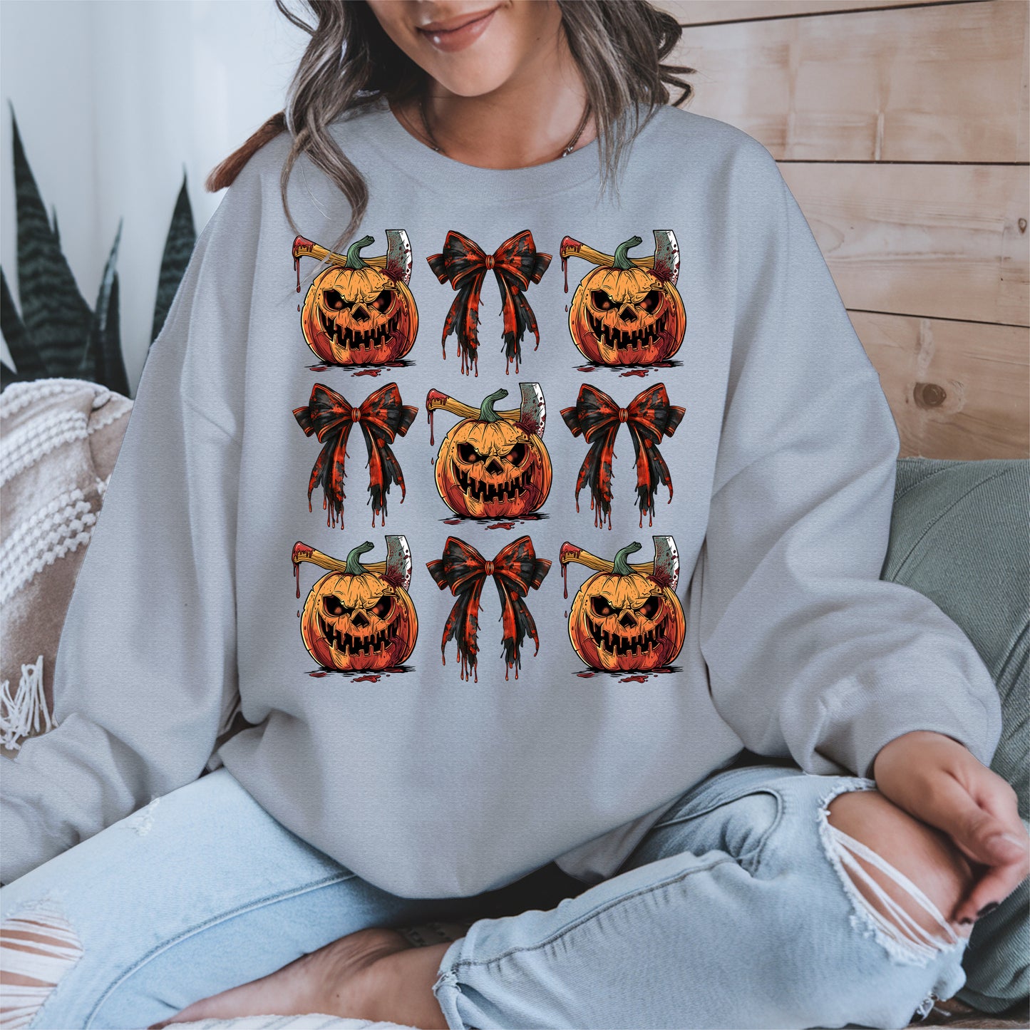 Bloody Pumpkin and Bow Halloween Shirt