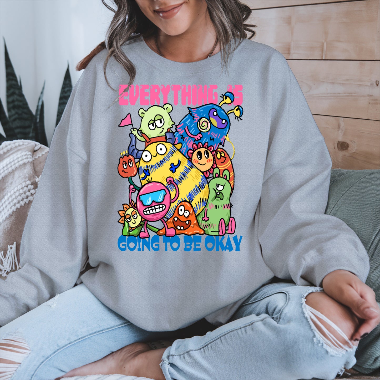 Everything Is Going to Be Okay Cute Monster Shirt