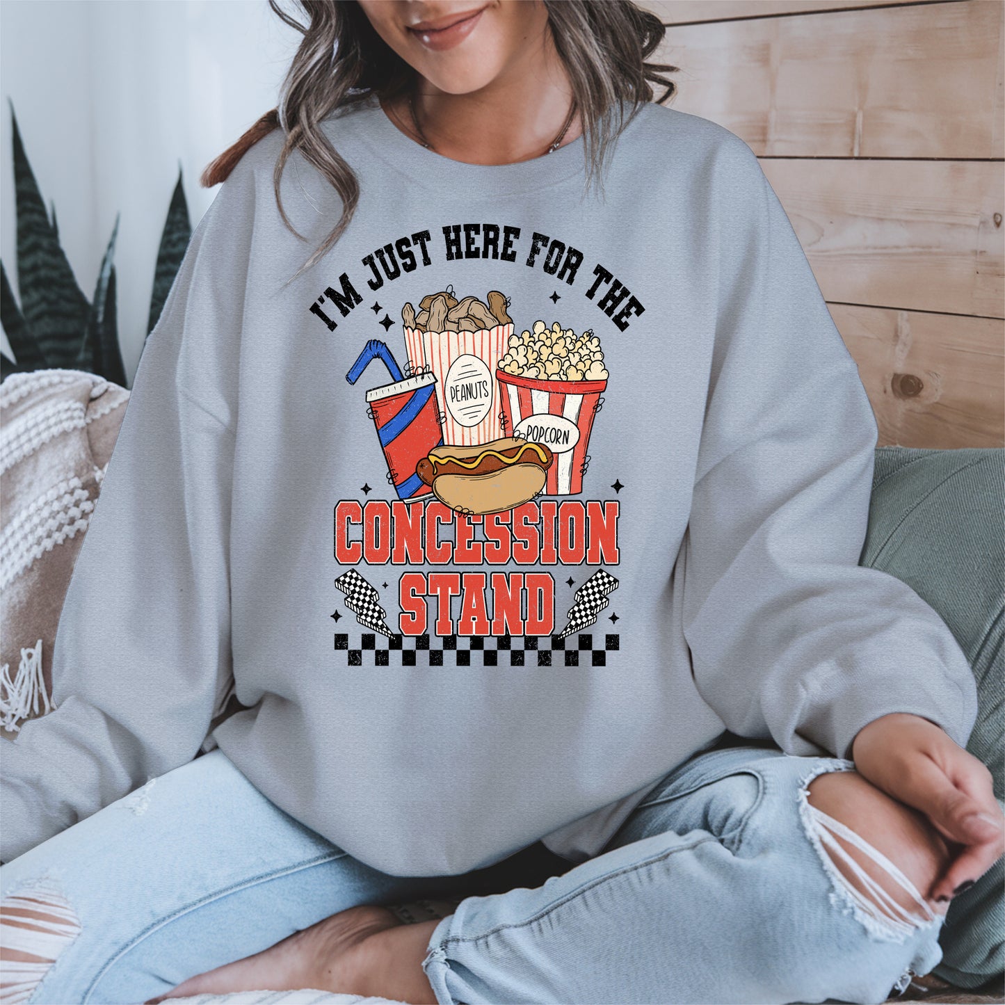 Concession Stand Sport Shirt Hoodie Sweatshirt with Snack Bar Design