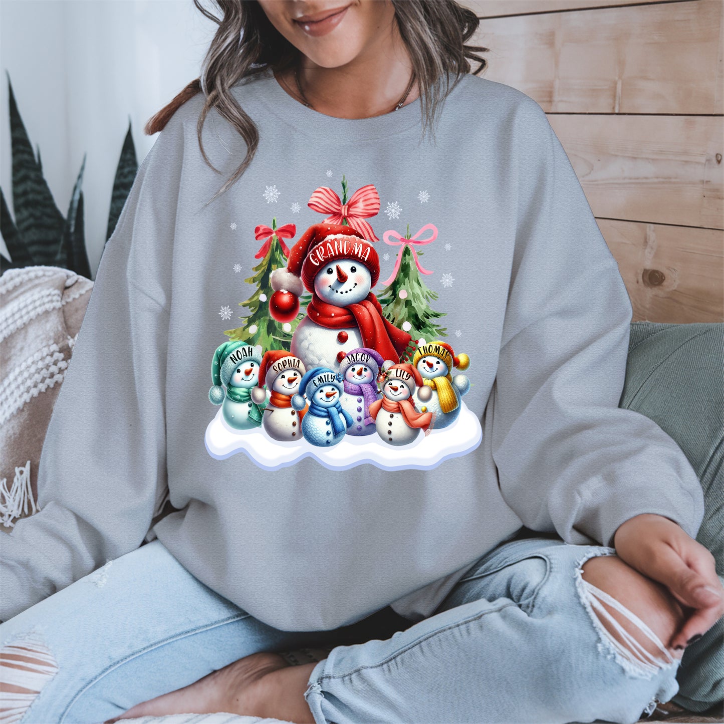 Personalized Snowman Family Grandma Shirt