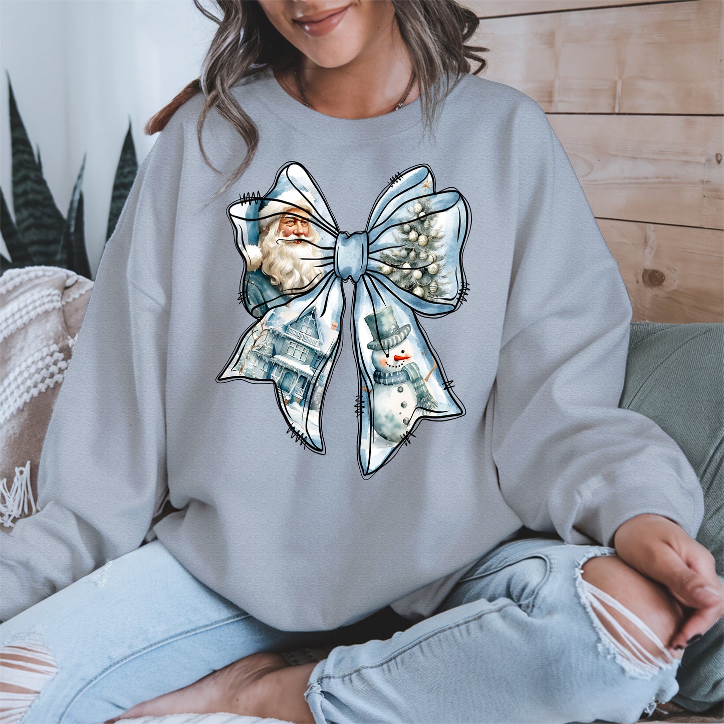 Snowman Coquette Christmas Bow Shirt
