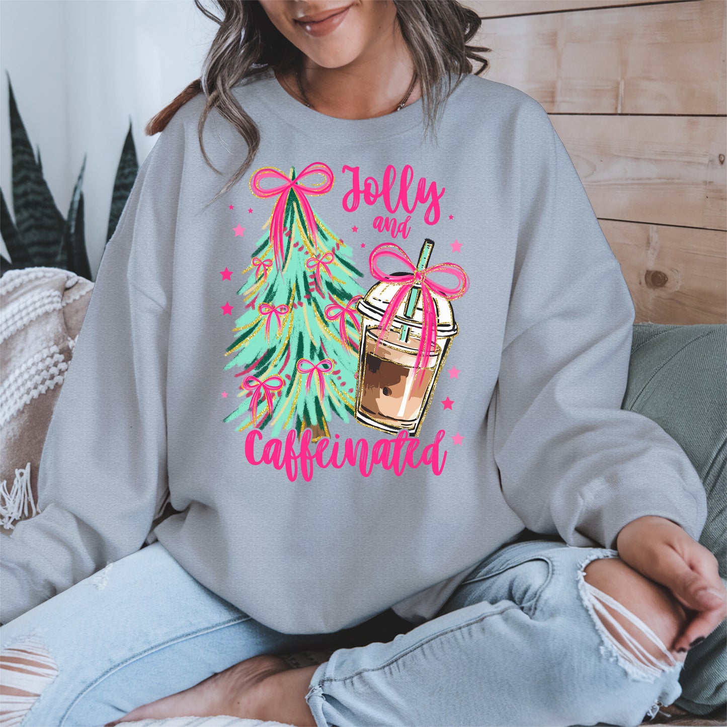 Jolly and Caffeinated Christmas Shirt