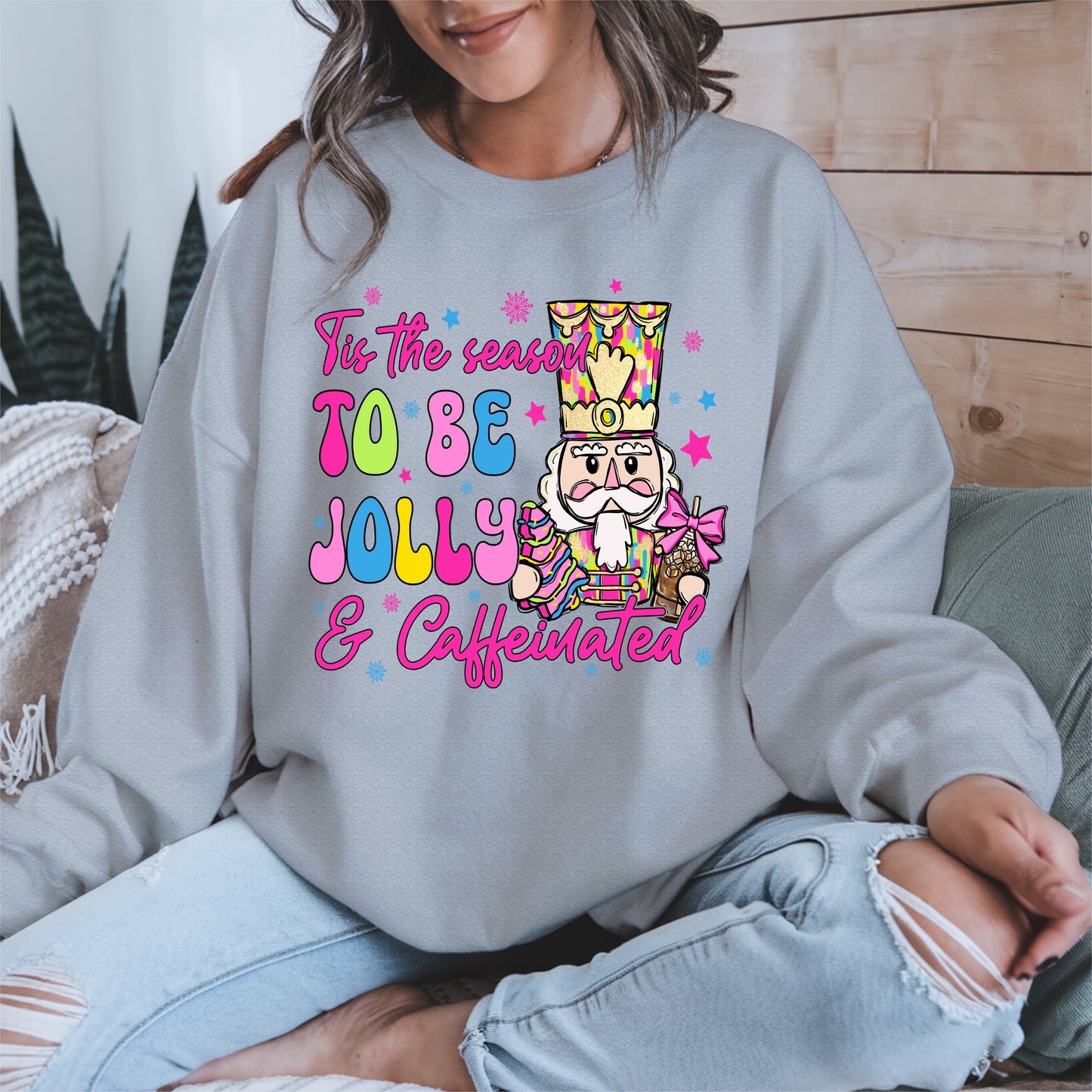 Tis the Season To Be Jolly and Caffeinated Christmas Shirt