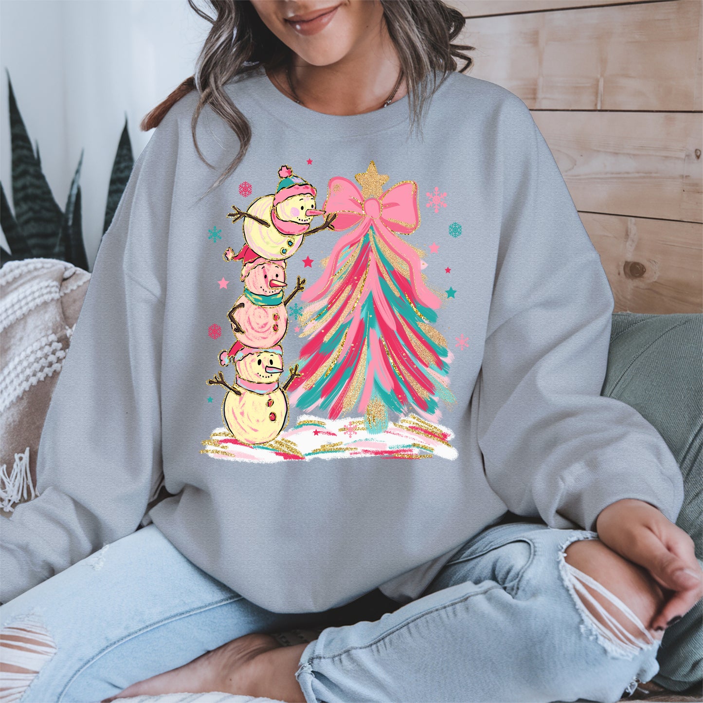 Stacked Snowmen Christmas Tree Shirt