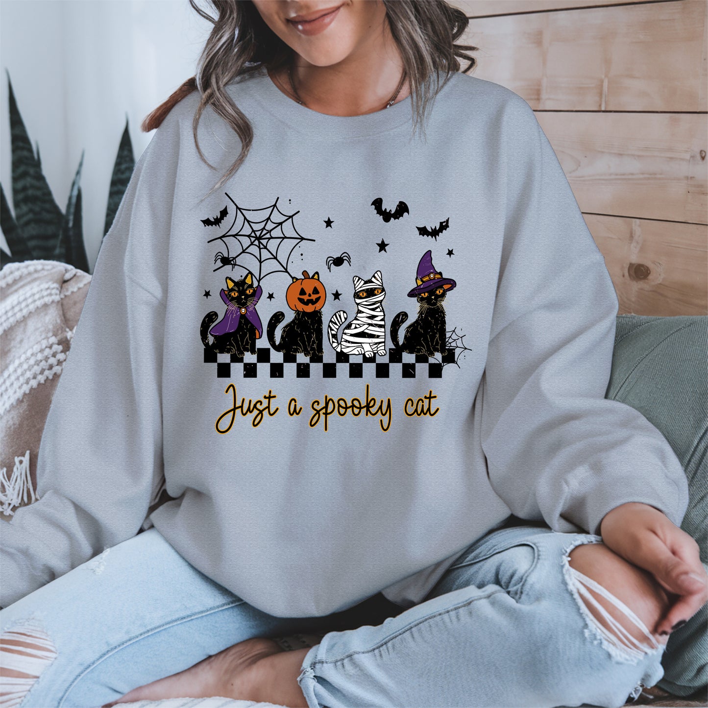 Just a spooky cat halloween shirt