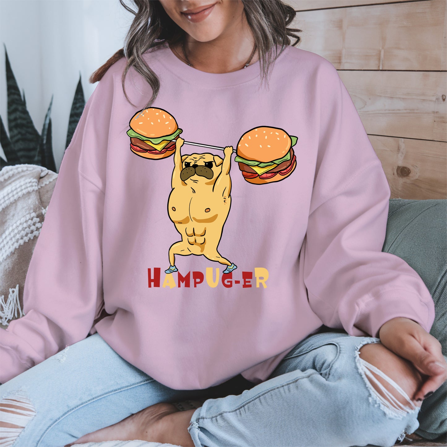 Hampug-er Funny Pug Burger Gym Shirt