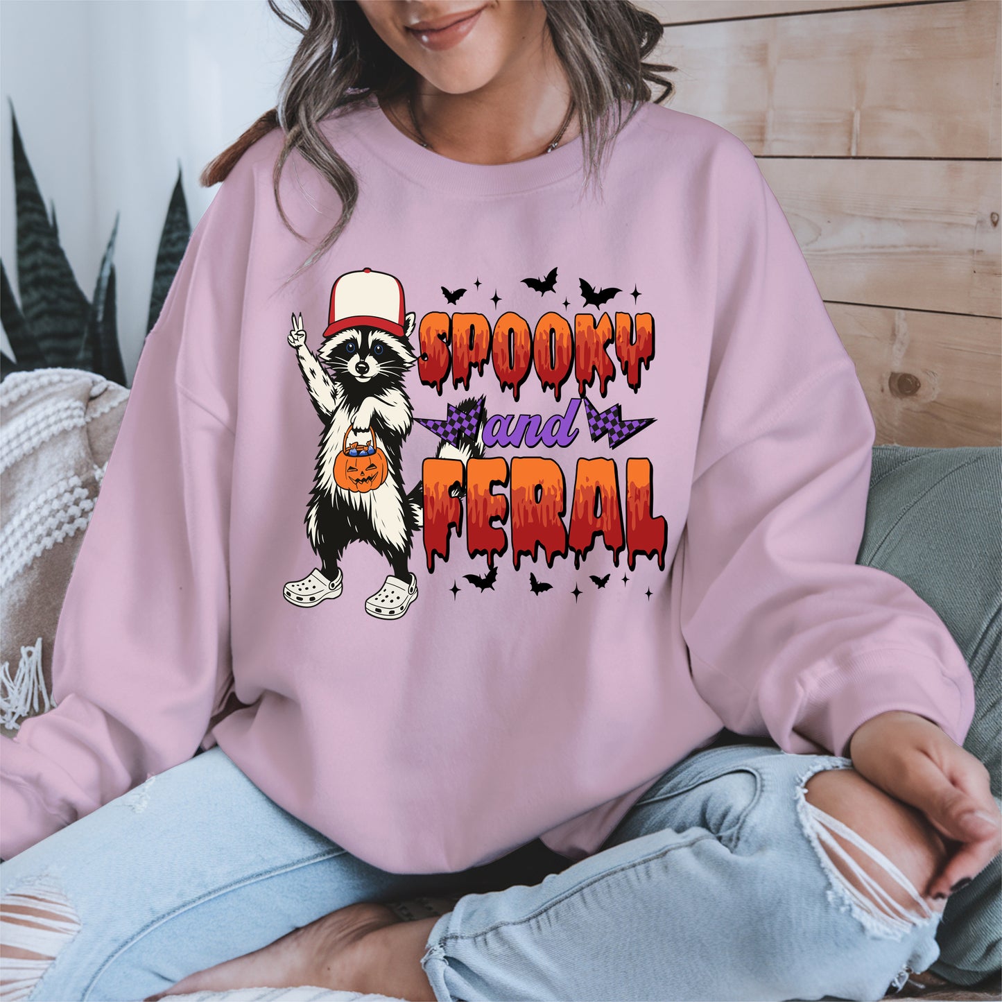 Spooky and Feral Shirt Hoodie Sweatshirt for Halloween Lovers