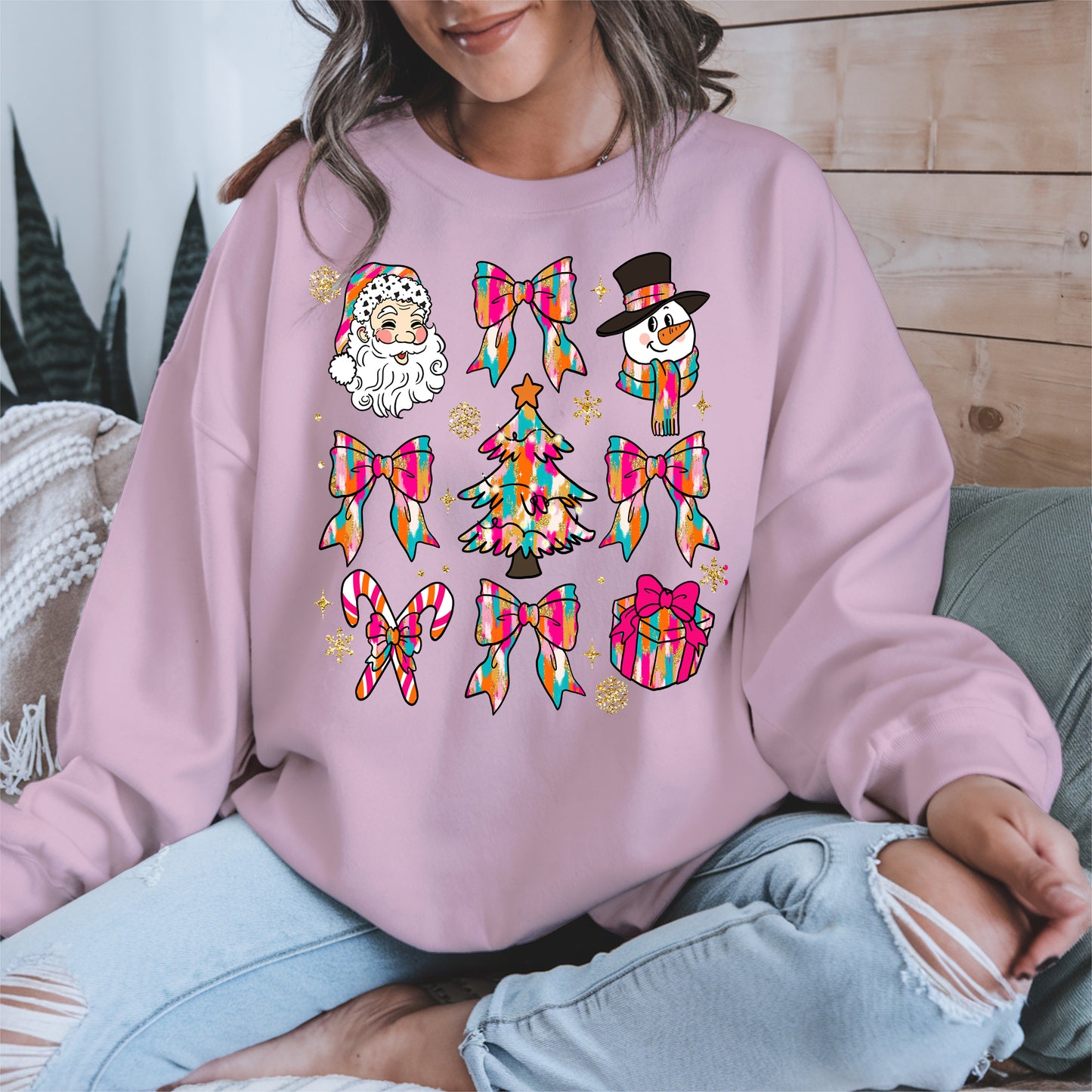Colorful Brushstroke Santa Christmas Holiday Shirt