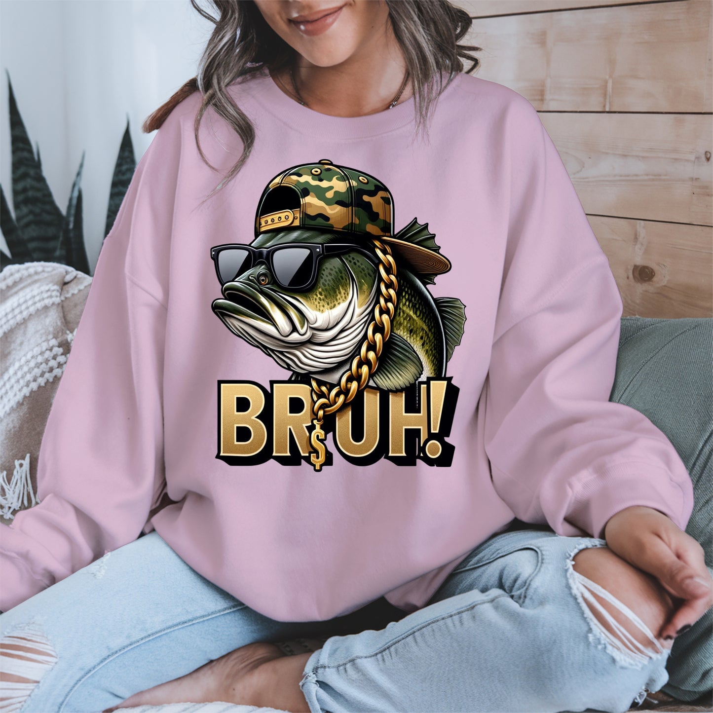 Funny Bass Fish Bruh Shirt Hoodie Sweatshirt