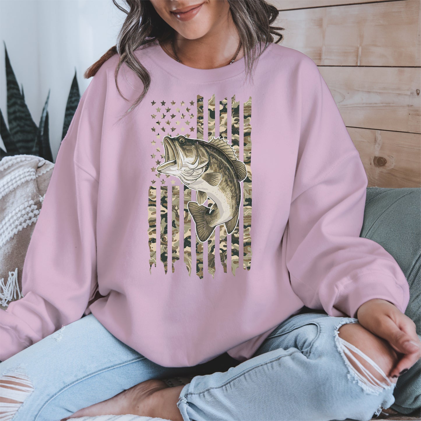 Patriotic Camo American Flag Fishing Shirt Hoodie