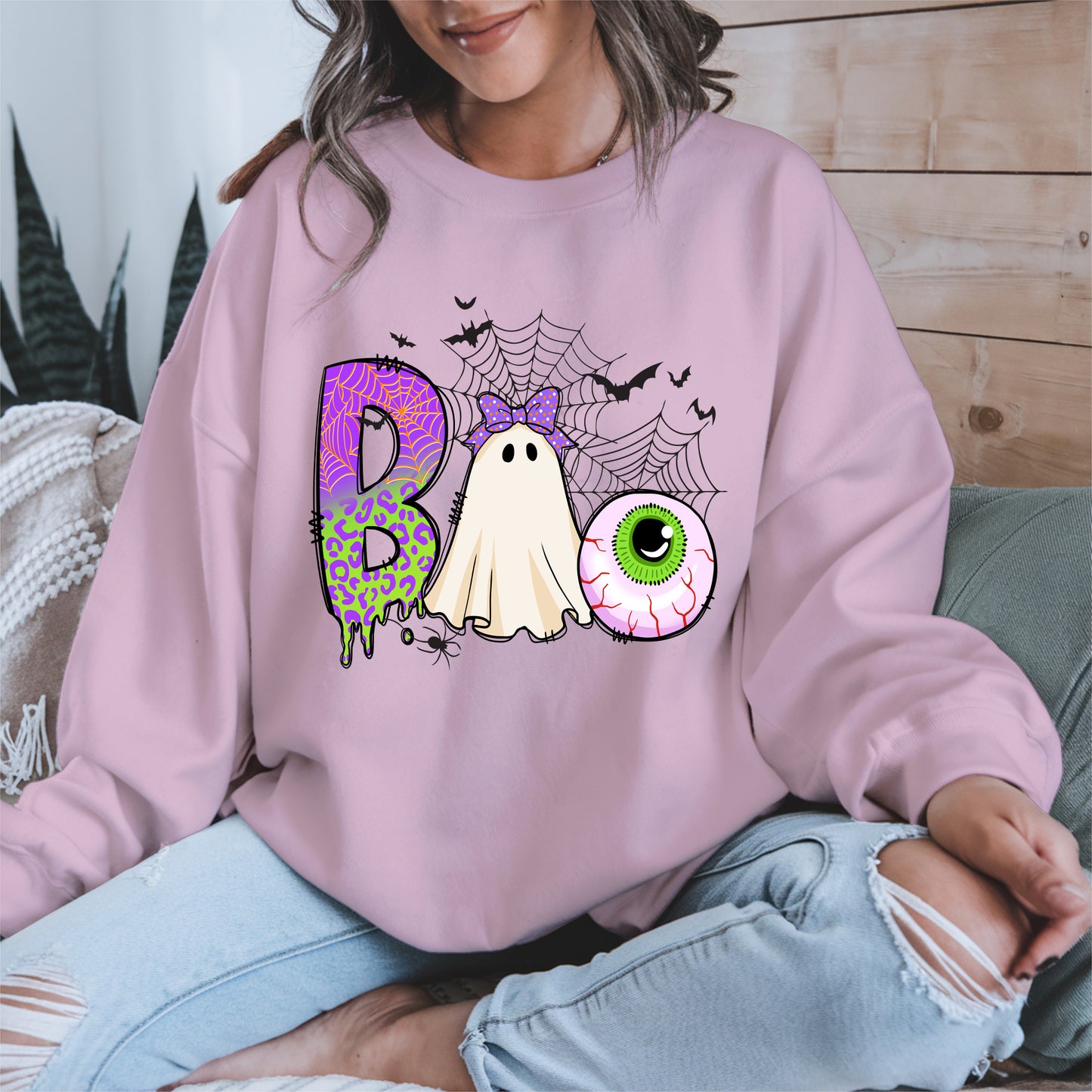 BOO Ghost Eyeball Shirt Hoodie Sweatshirt for Halloween Fun