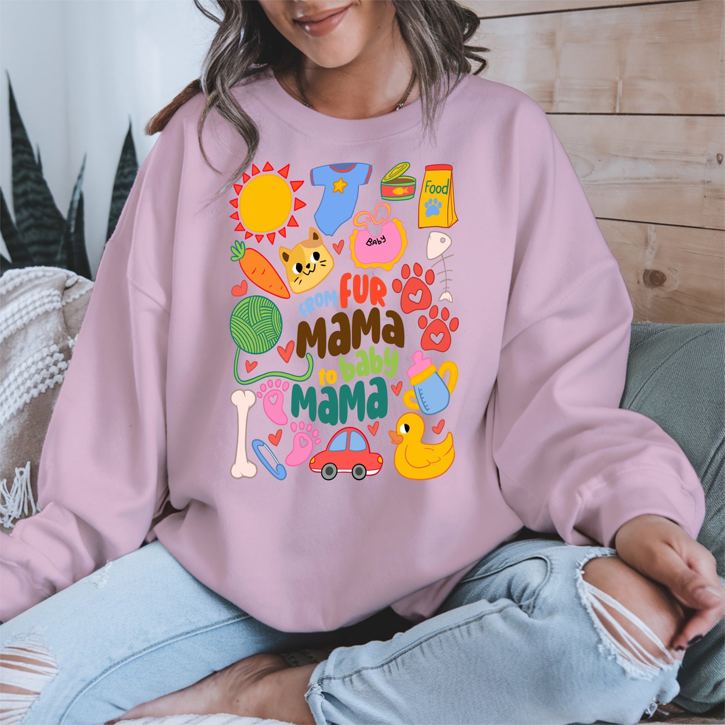 From Fur Mama to Baby Mama Shirt Hoodie Sweatshirt Gift