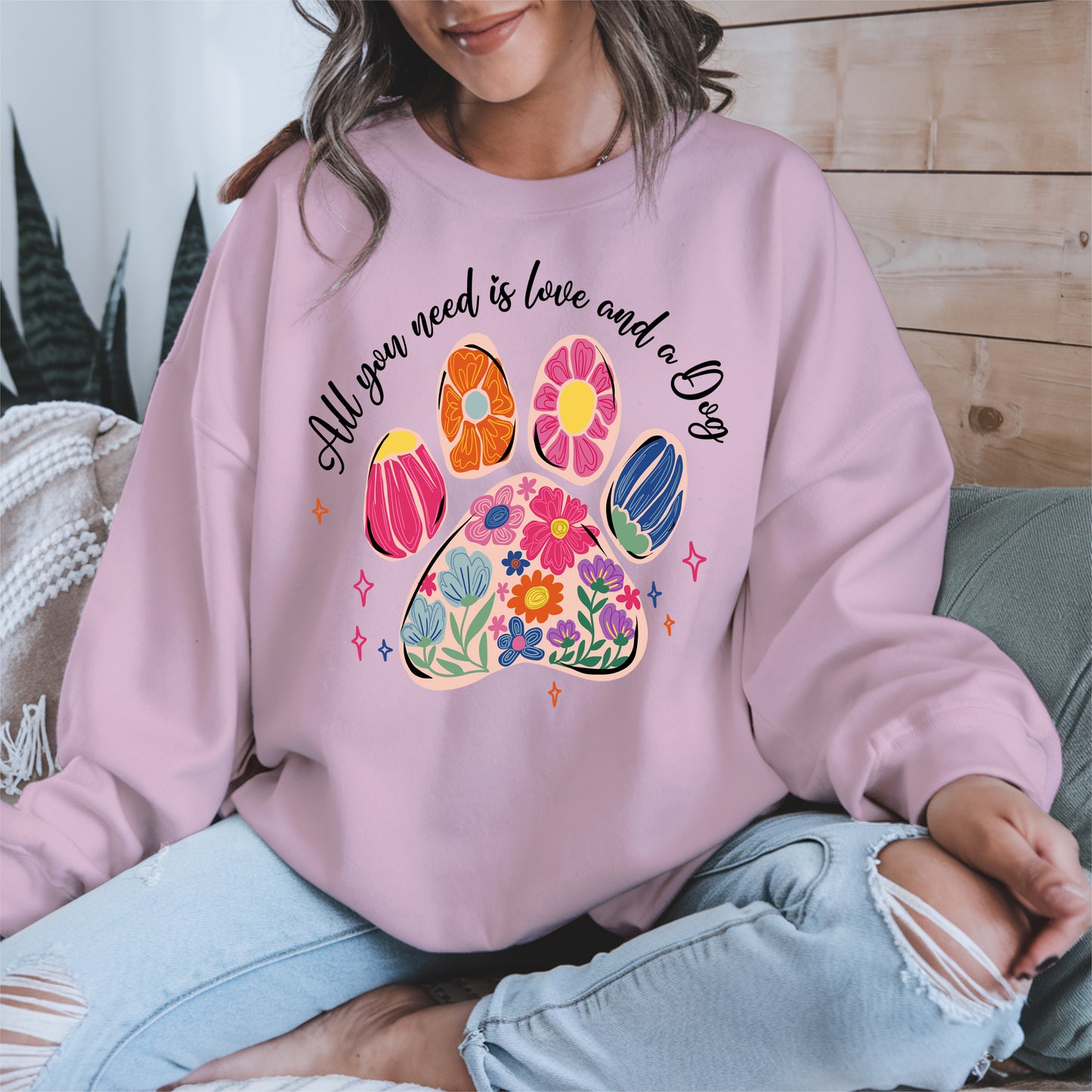 Floral Paw Print Shirt Hoodie Sweatshirt Gift for Pet Moms