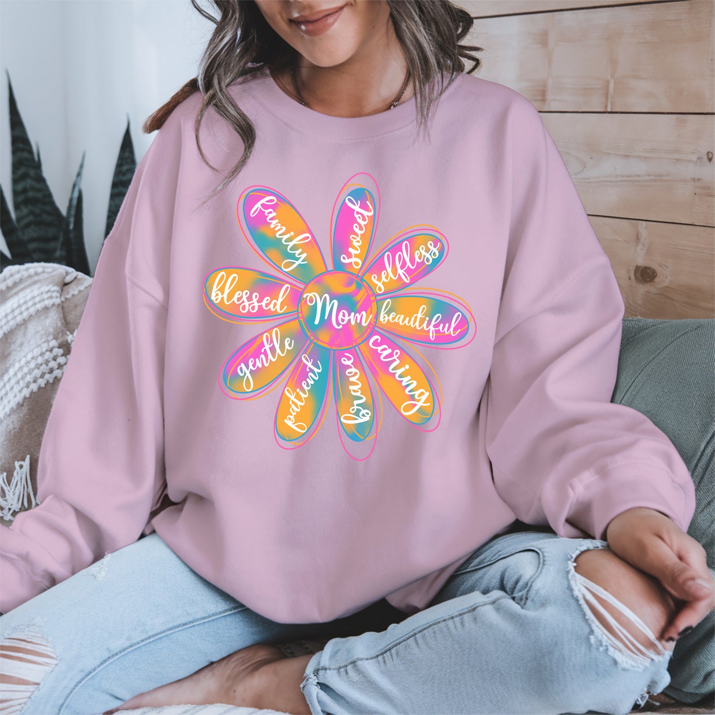 Colorful Flower Mom Shirt Hoodie Sweatshirt Gift for Mothers