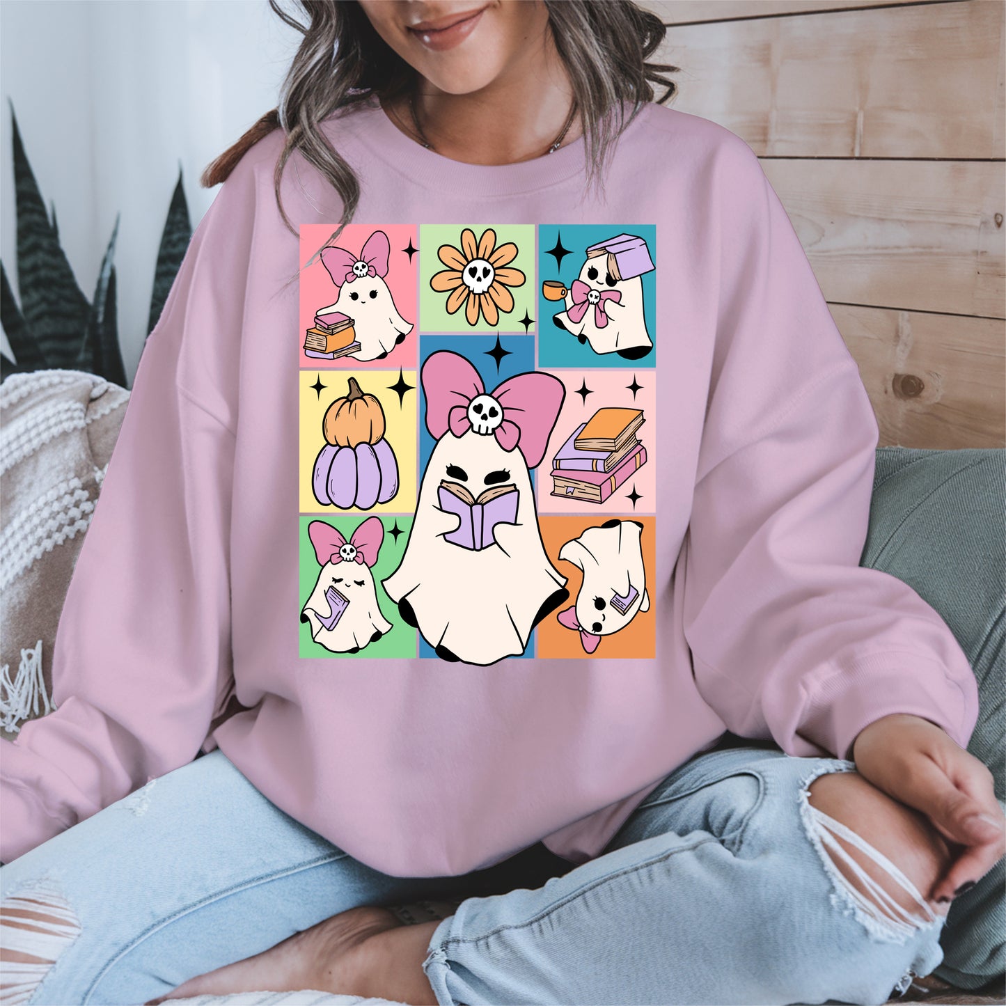 Pastel Ghost Book Lover Halloween Shirt