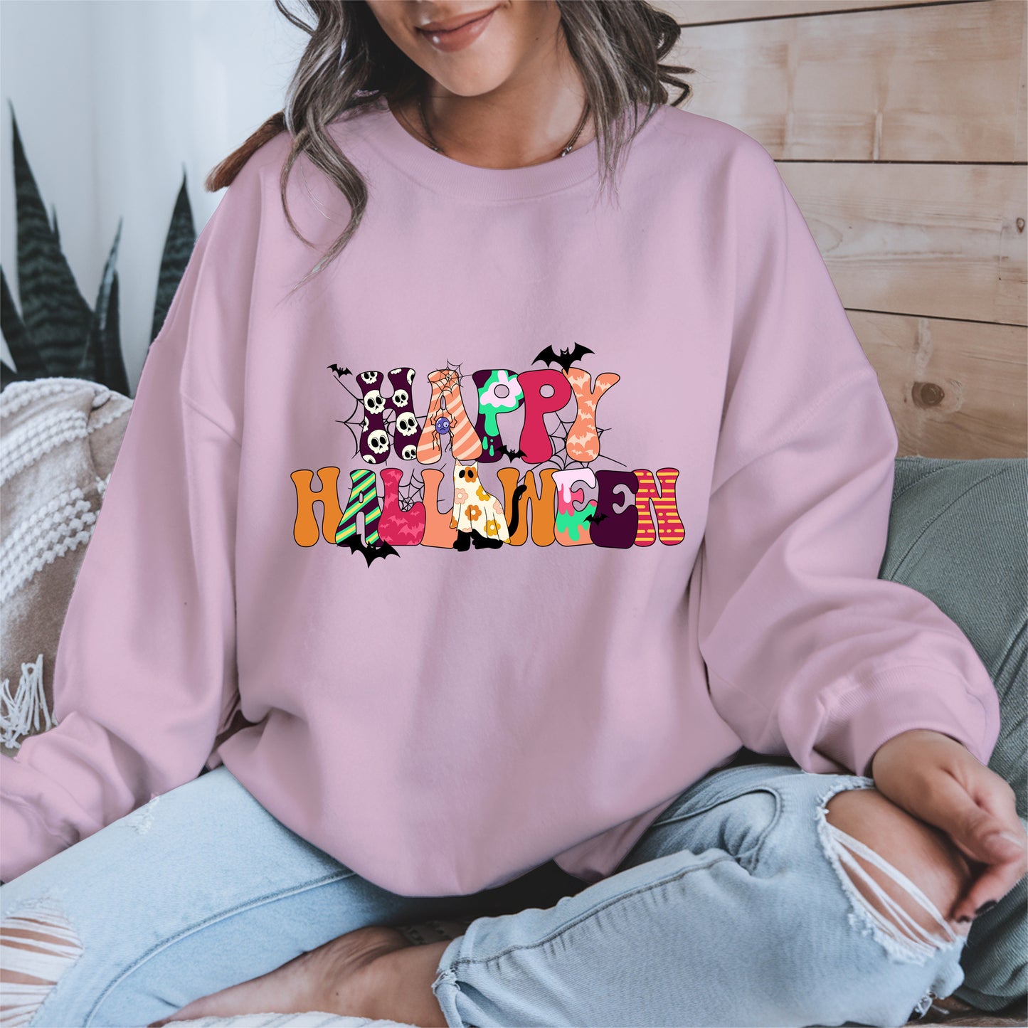 Colorful Ghost Pumpkin Retro Halloween Shirt