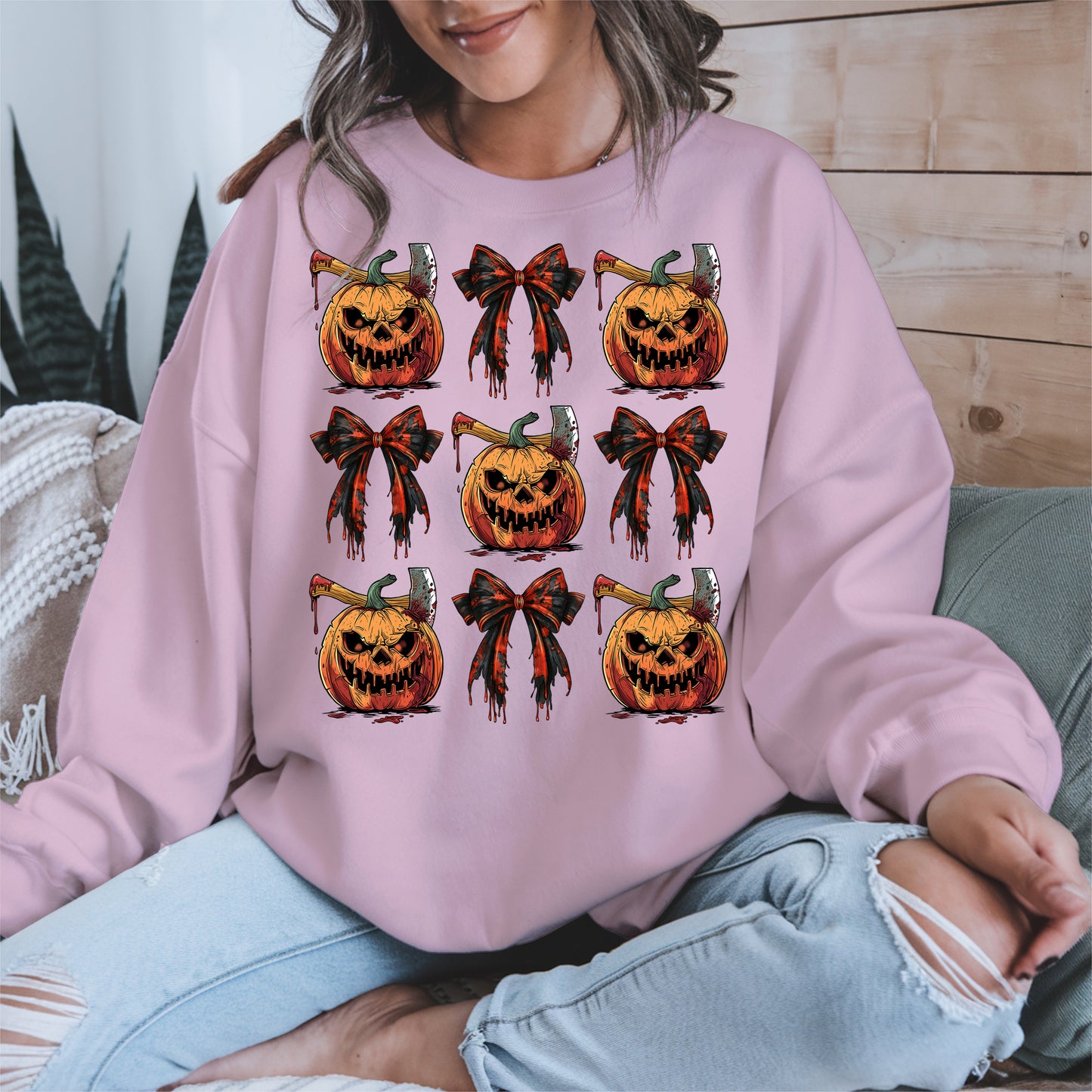 Bloody Pumpkin and Bow Halloween Shirt