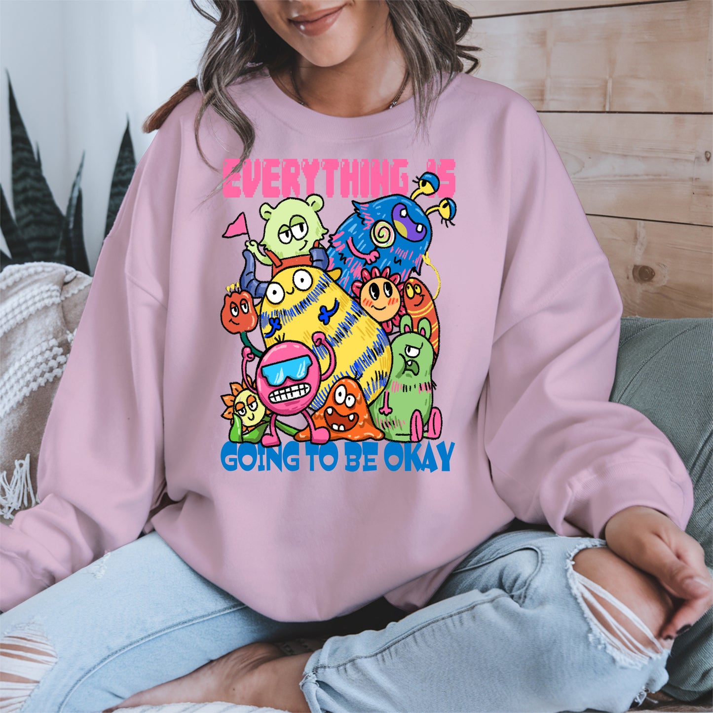 Everything Is Going to Be Okay Cute Monster Shirt