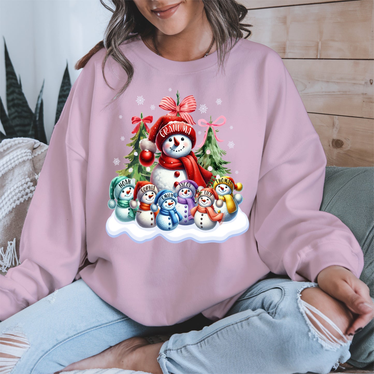 Personalized Snowman Family Grandma Shirt