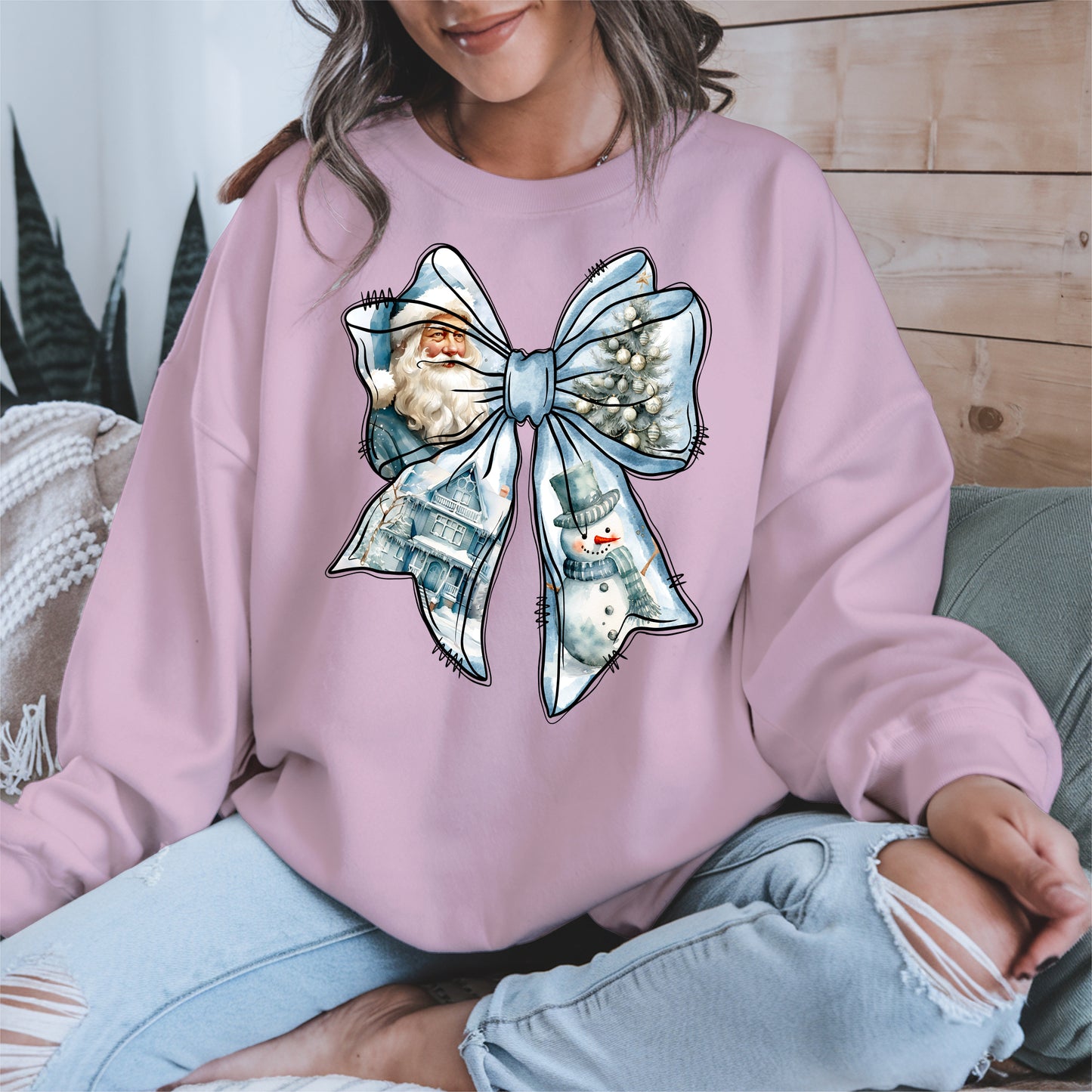 Snowman Coquette Christmas Bow Shirt