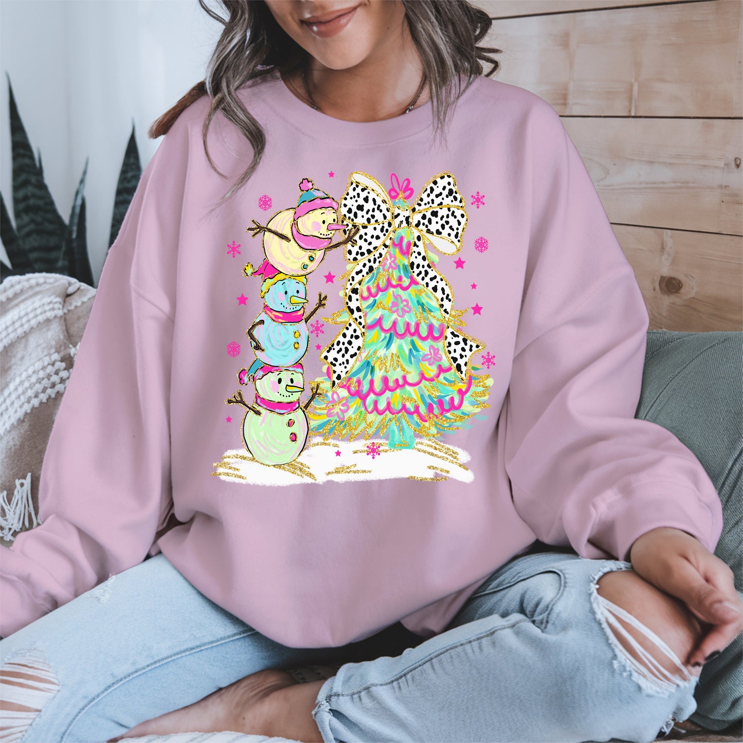 Stacked Snowmen and Christmas Tree Shirt