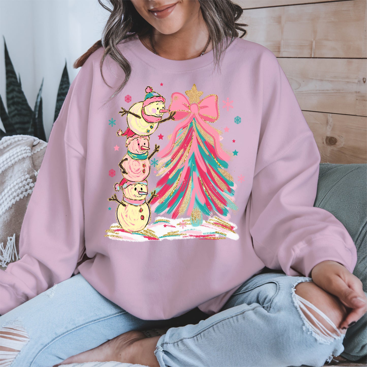 Stacked Snowmen Christmas Tree Shirt
