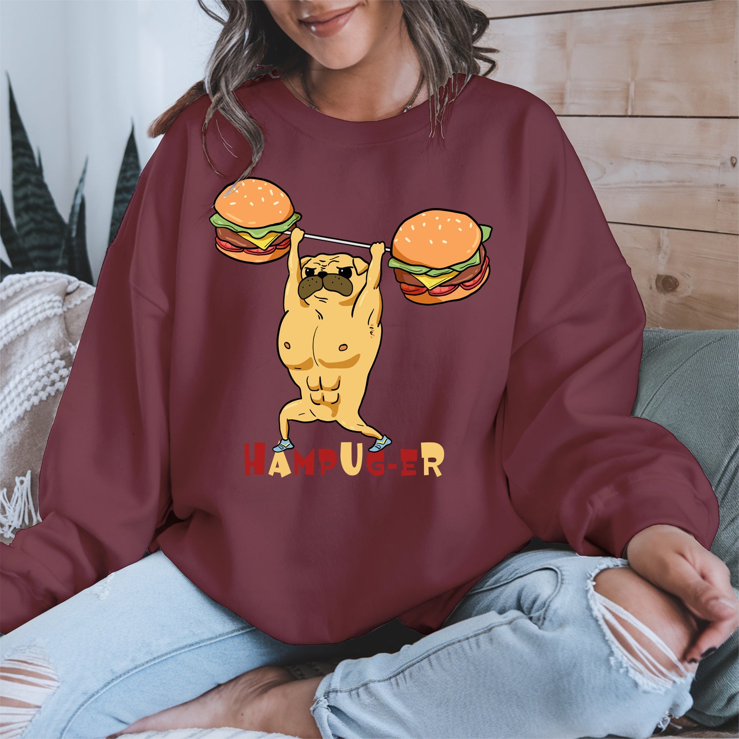 Hampug-er Funny Pug Burger Gym Shirt