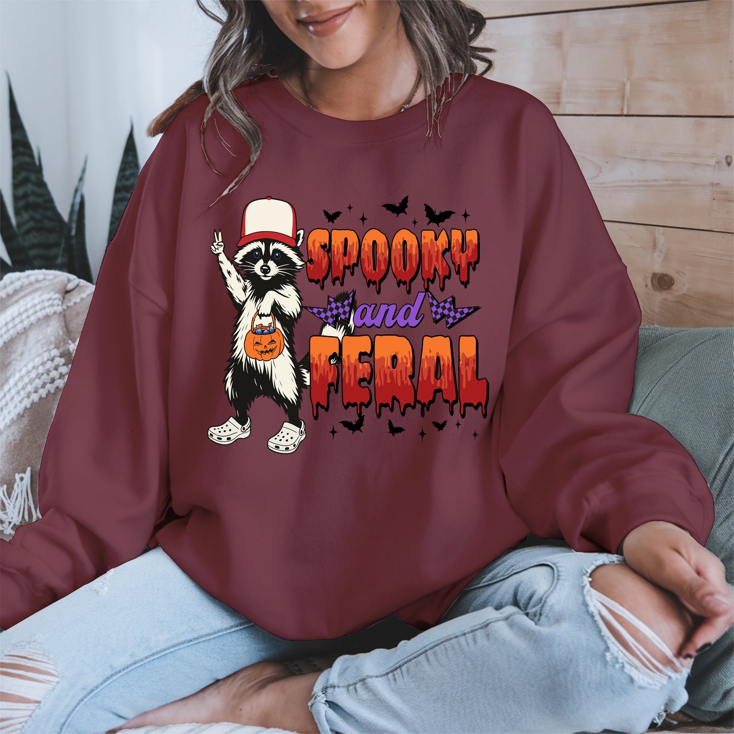 Spooky and Feral Shirt Hoodie Sweatshirt for Halloween Lovers