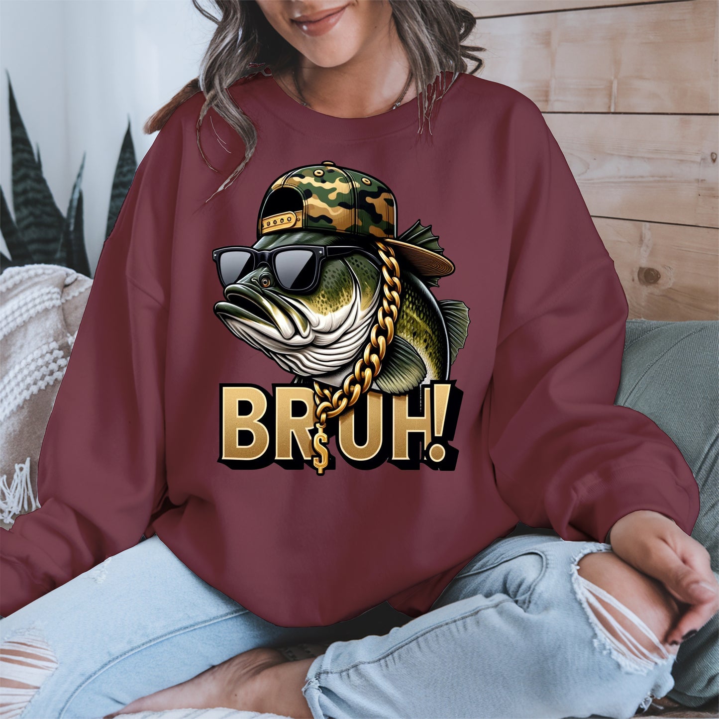 Funny Bass Fish Bruh Shirt Hoodie Sweatshirt