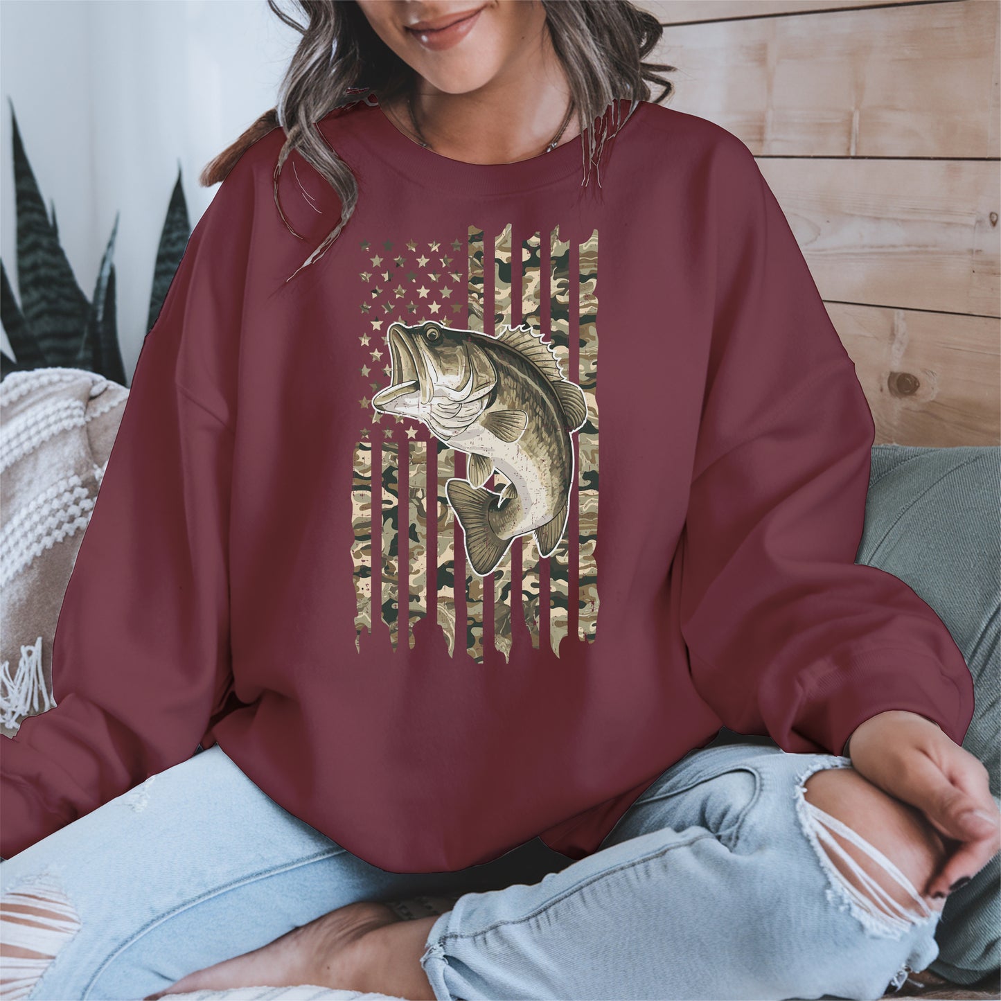 Patriotic Camo American Flag Fishing Shirt Hoodie