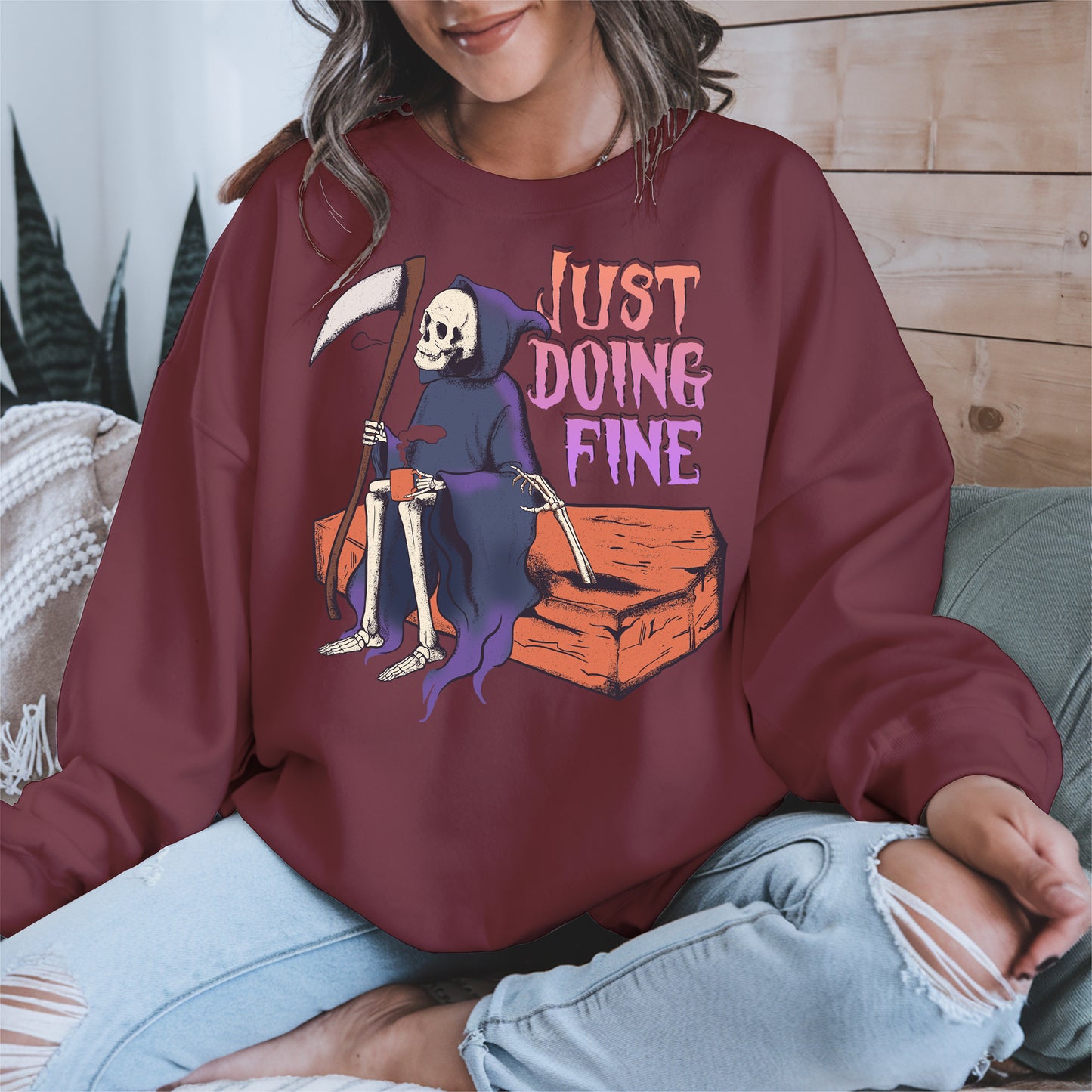 Just Doing Fine Grim Reaper Shirt