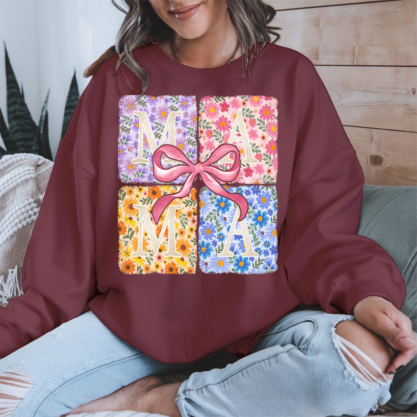 Floral MAMA Shirt Mother Tee Hoodie Sweatshirt Gift for Moms