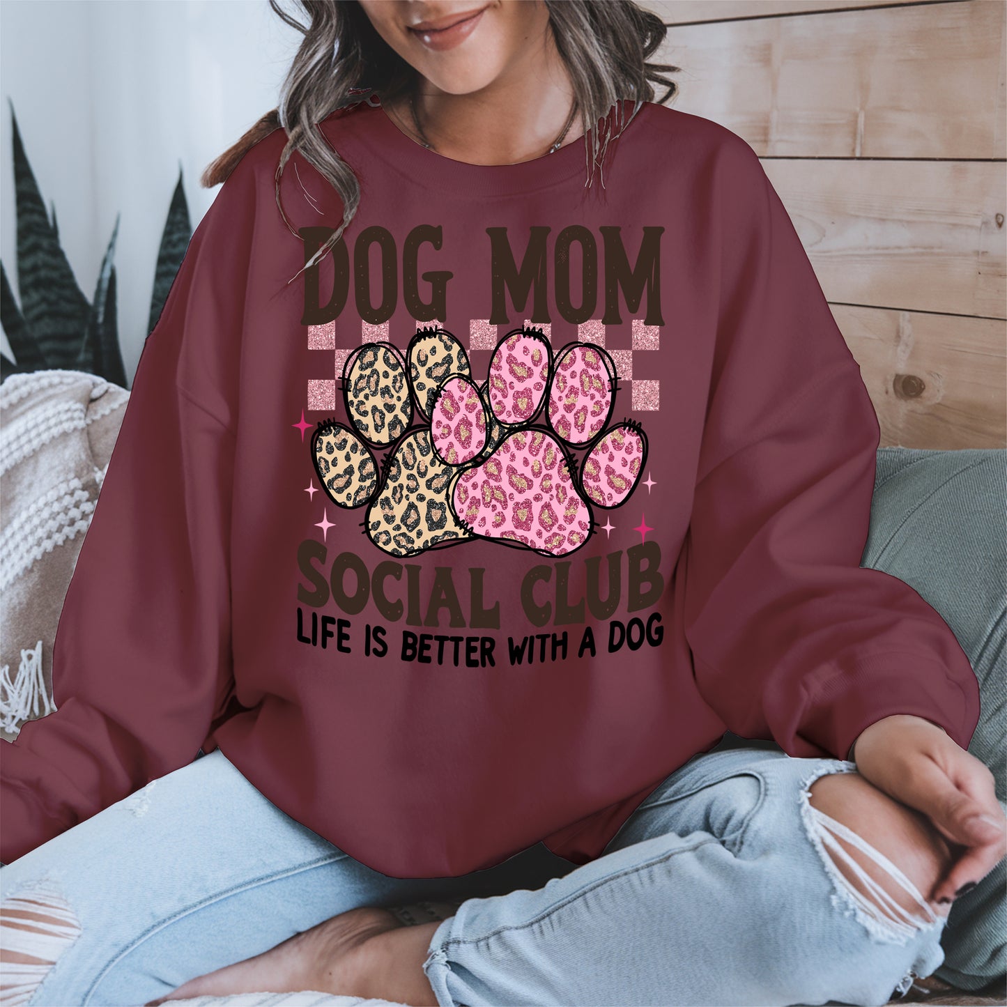 Dog Mom Social Club Shirt Hoodie Sweatshirt Gift for Pet Moms