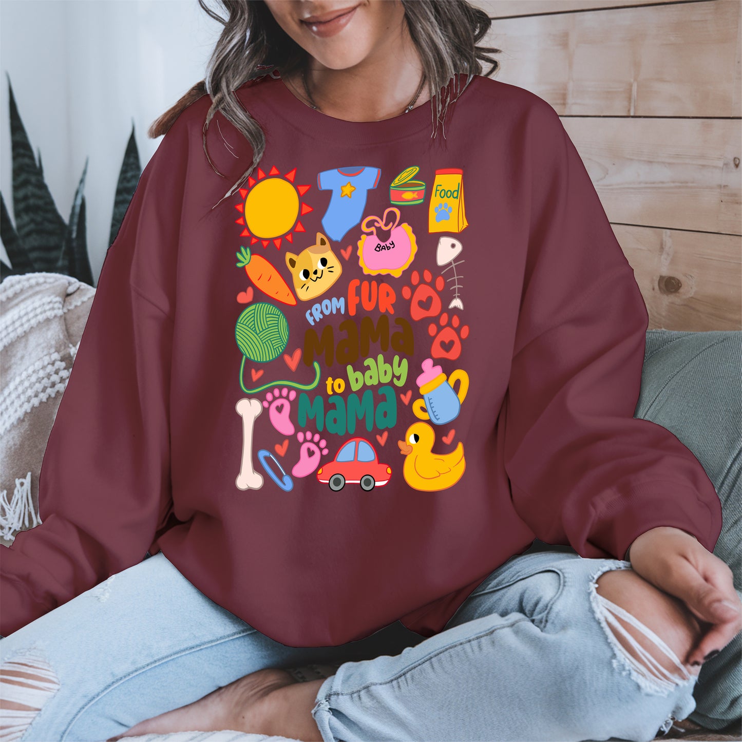 From Fur Mama to Baby Mama Shirt Hoodie Sweatshirt Gift