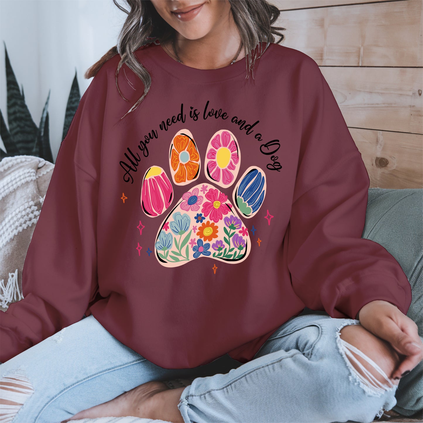 Floral Paw Print Shirt Hoodie Sweatshirt Gift for Pet Moms