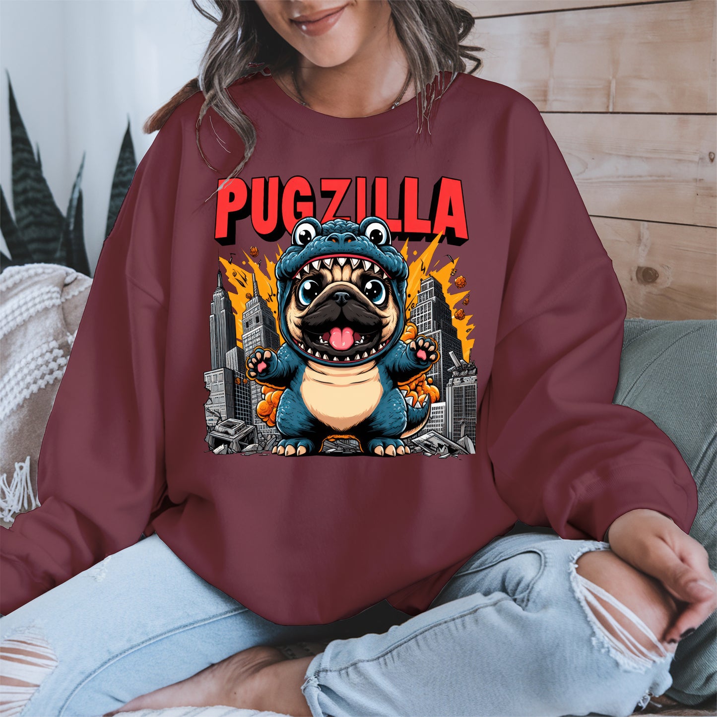 Pugzilla Funny Dog Shirt Hoodie Sweatshirt