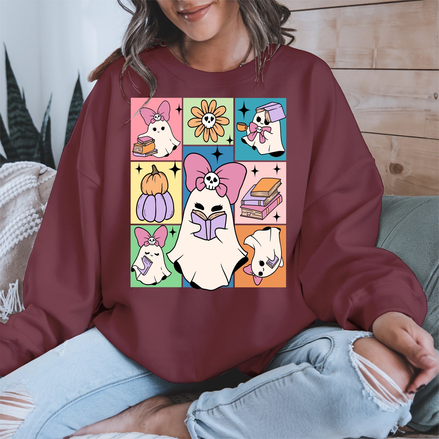 Pastel Ghost Book Lover Halloween Shirt