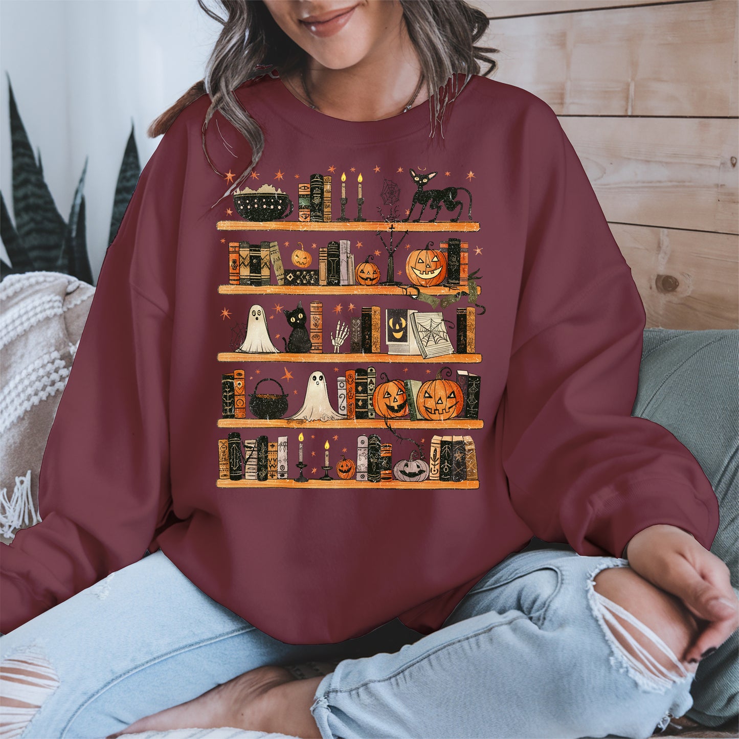 Haunted Bookshelf Halloween Shirt