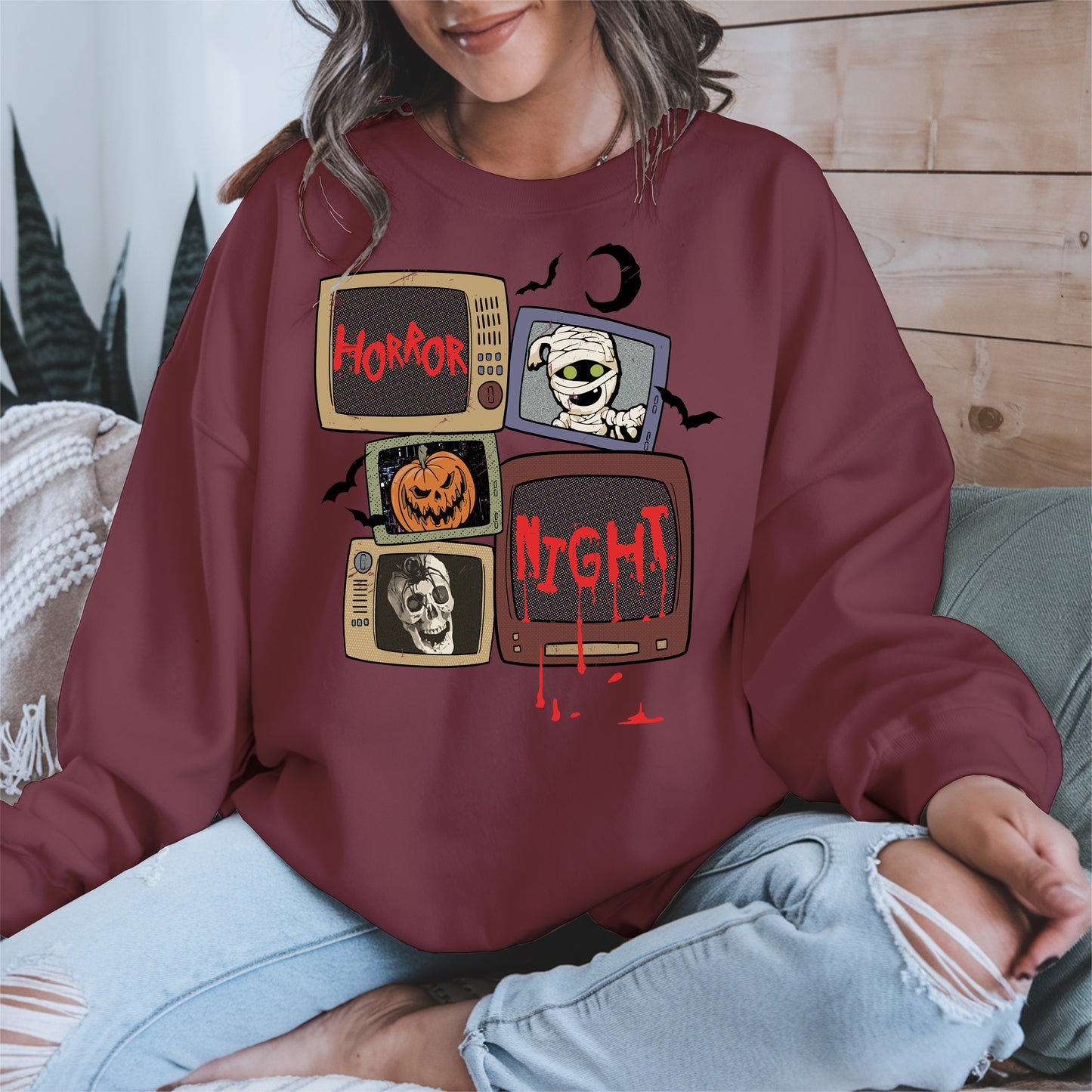 Horror Night Retro TV Halloween Shirt
