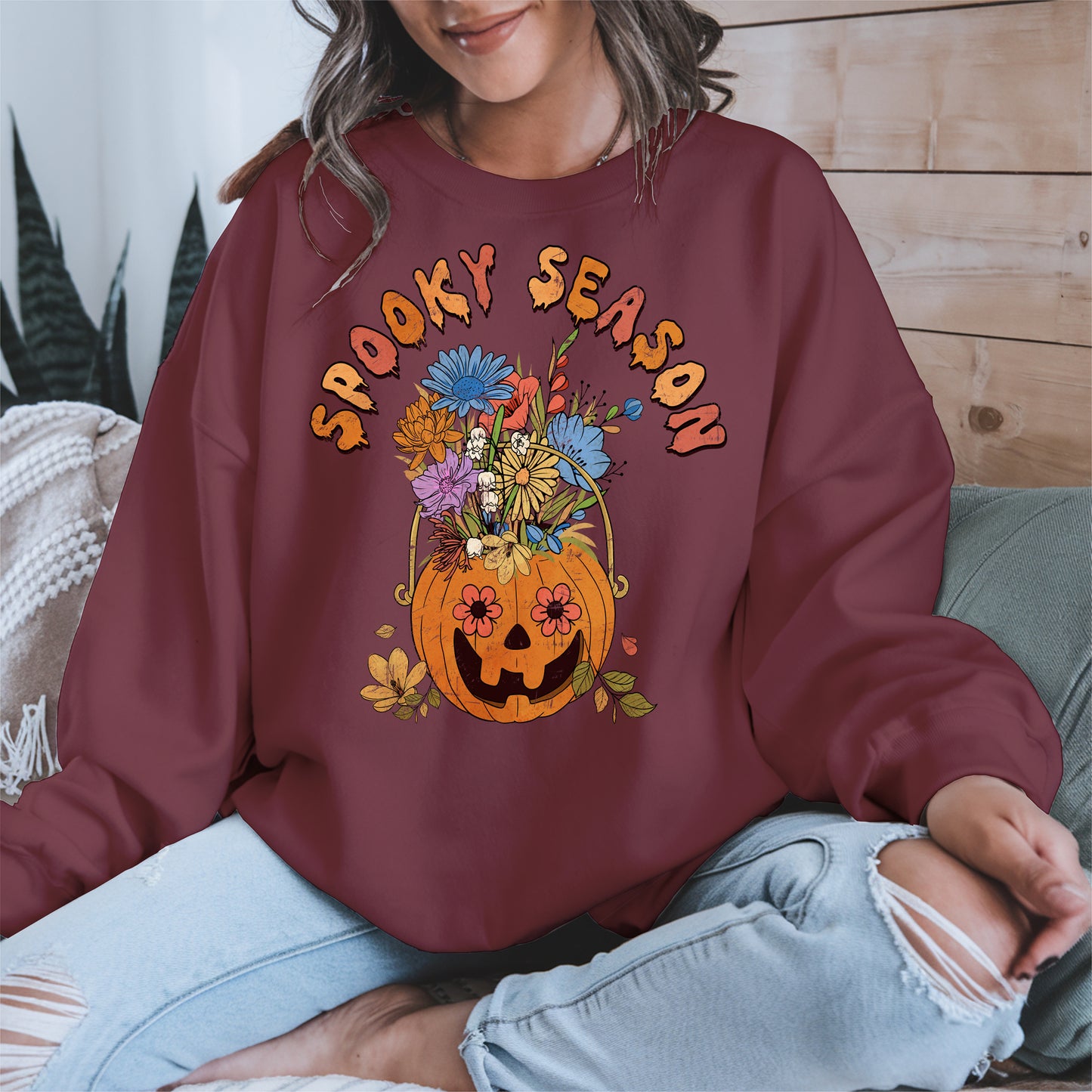 Floral Pumpkin Spooky Season Shirt