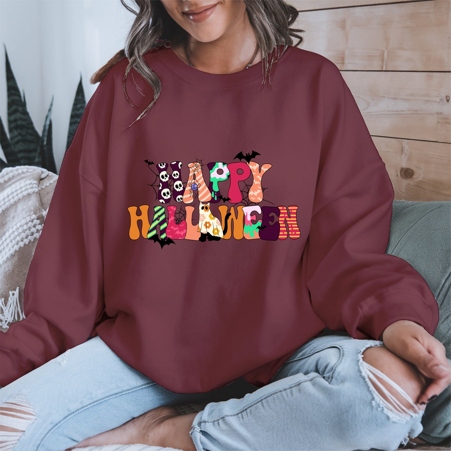 Colorful Ghost Pumpkin Retro Halloween Shirt