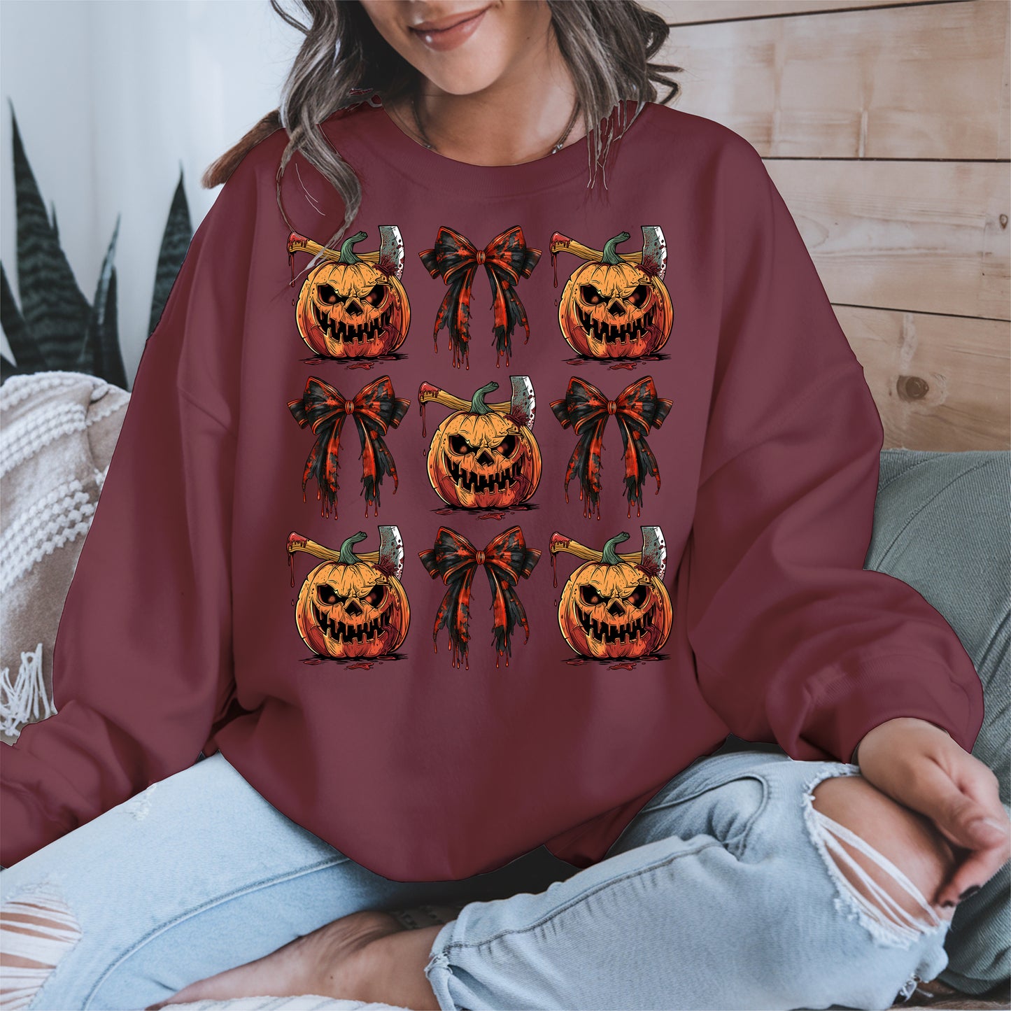 Bloody Pumpkin and Bow Halloween Shirt